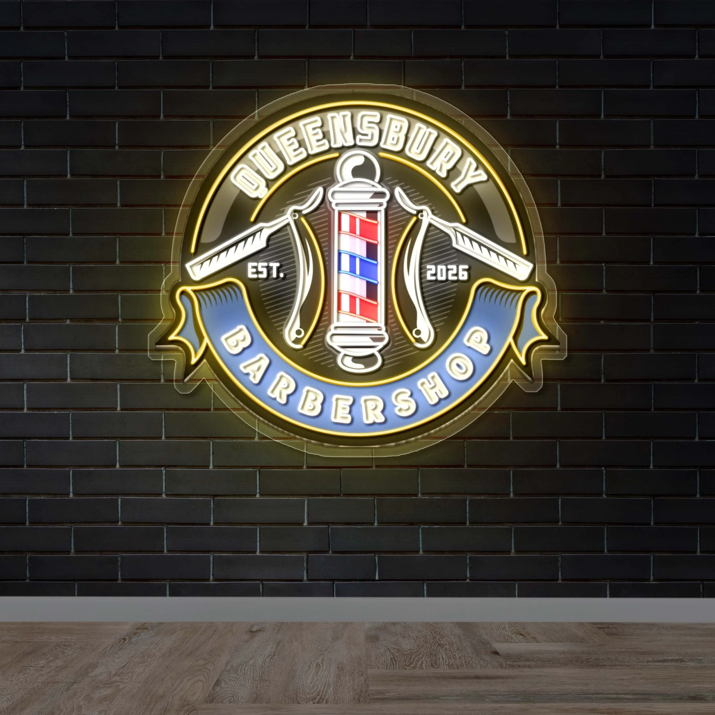 Queensbury Barbershop - Premium Neon Artwork