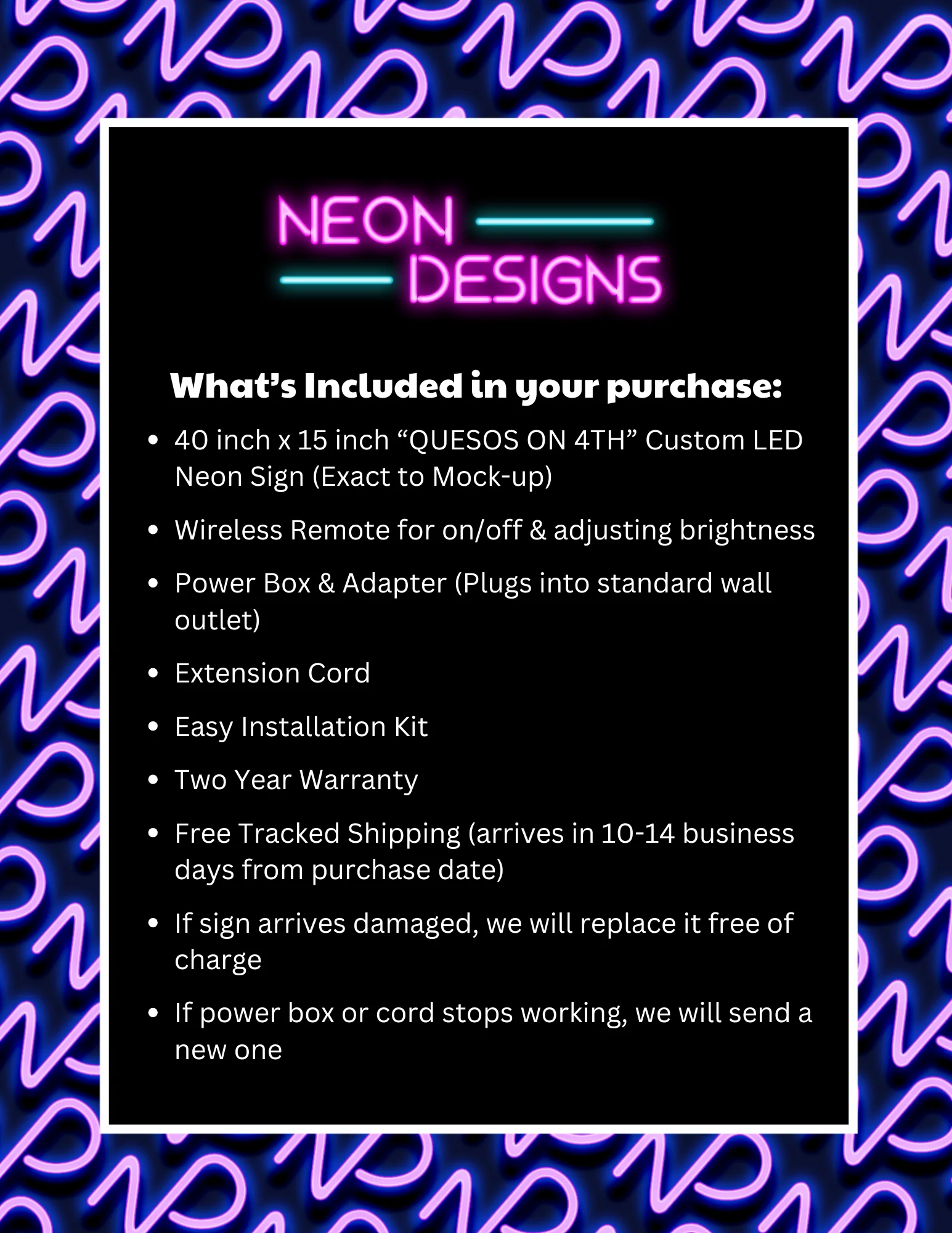 QUESOS ON 4TH - Premium Neon Artwork - Image 2