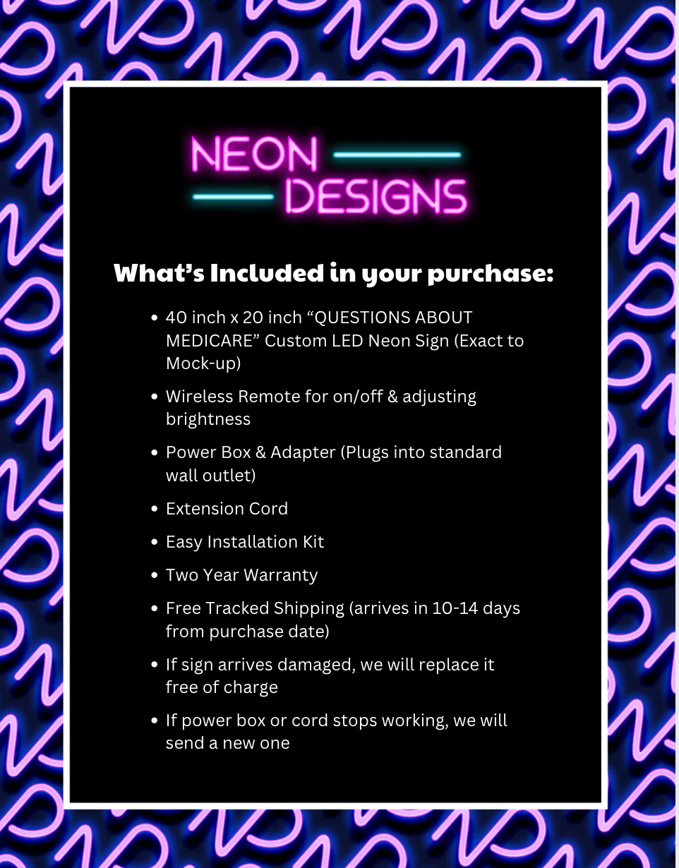 QUESTIONS ABOUT MEDICARE - Premium Neon Artwork - Image 2