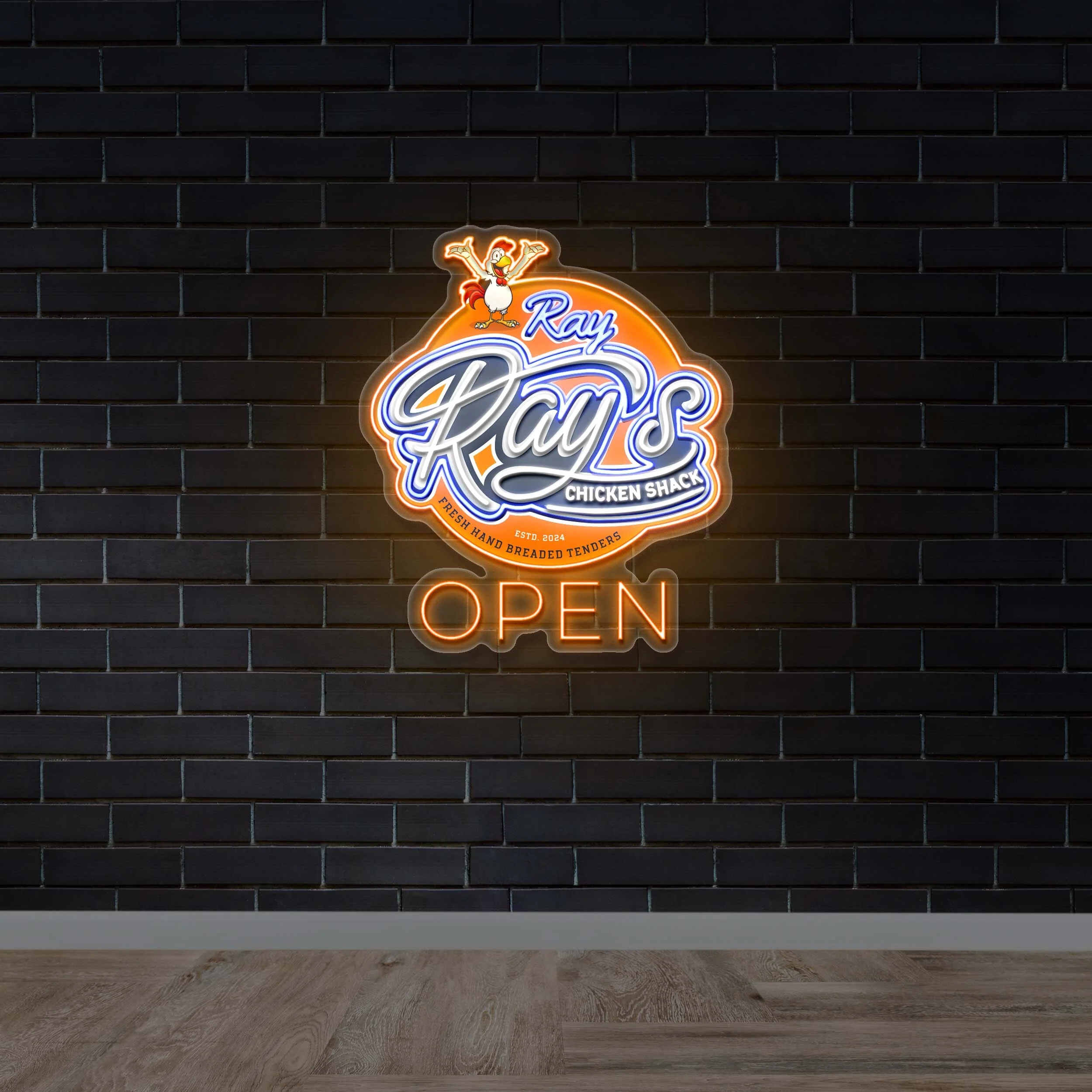 Ray’s Chicken Shack OPEN - Premium Neon Artwork