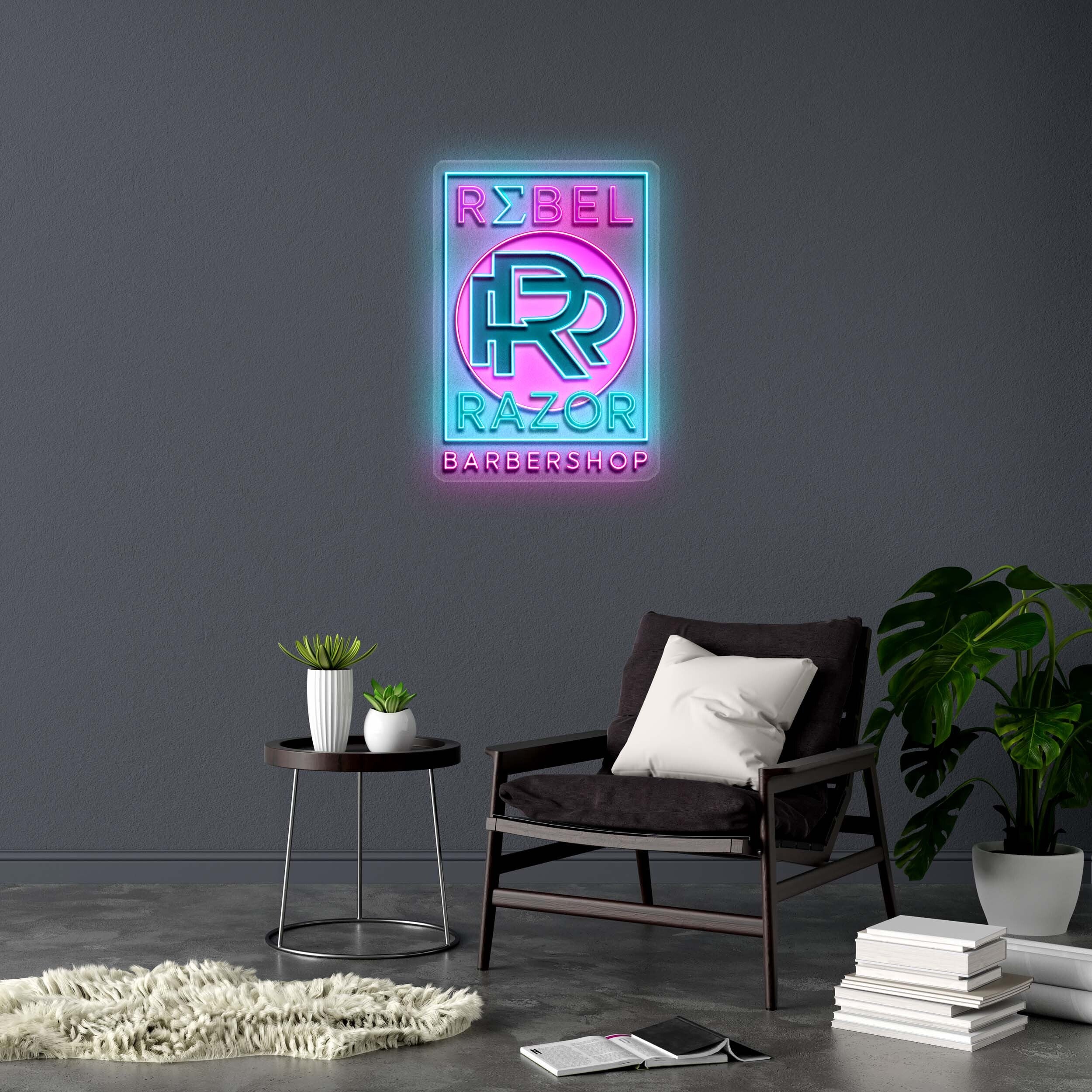 REBEL RAZOR BARBERSHOP - Premium Neon Artwork