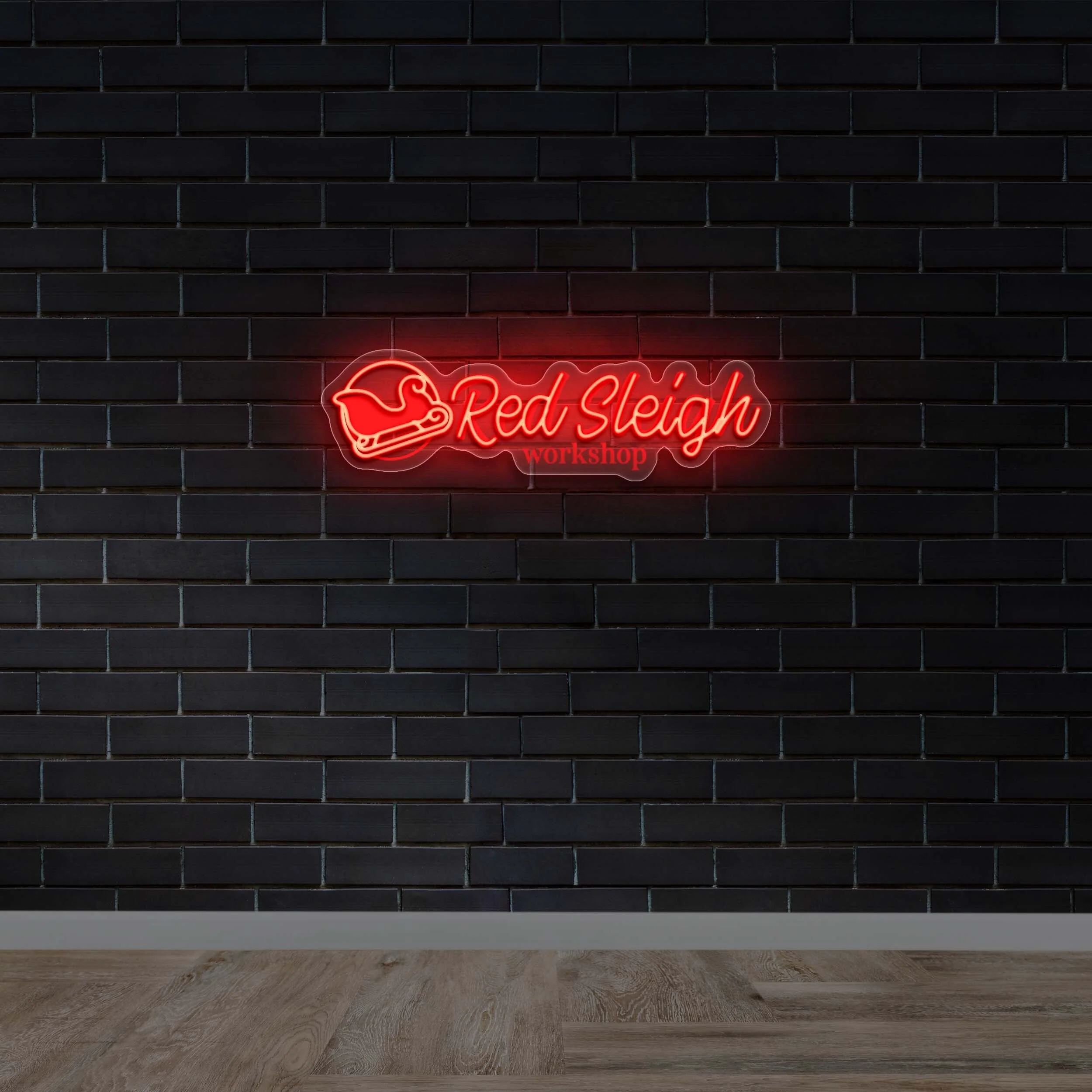 Red Sleigh - Premium Neon Artwork