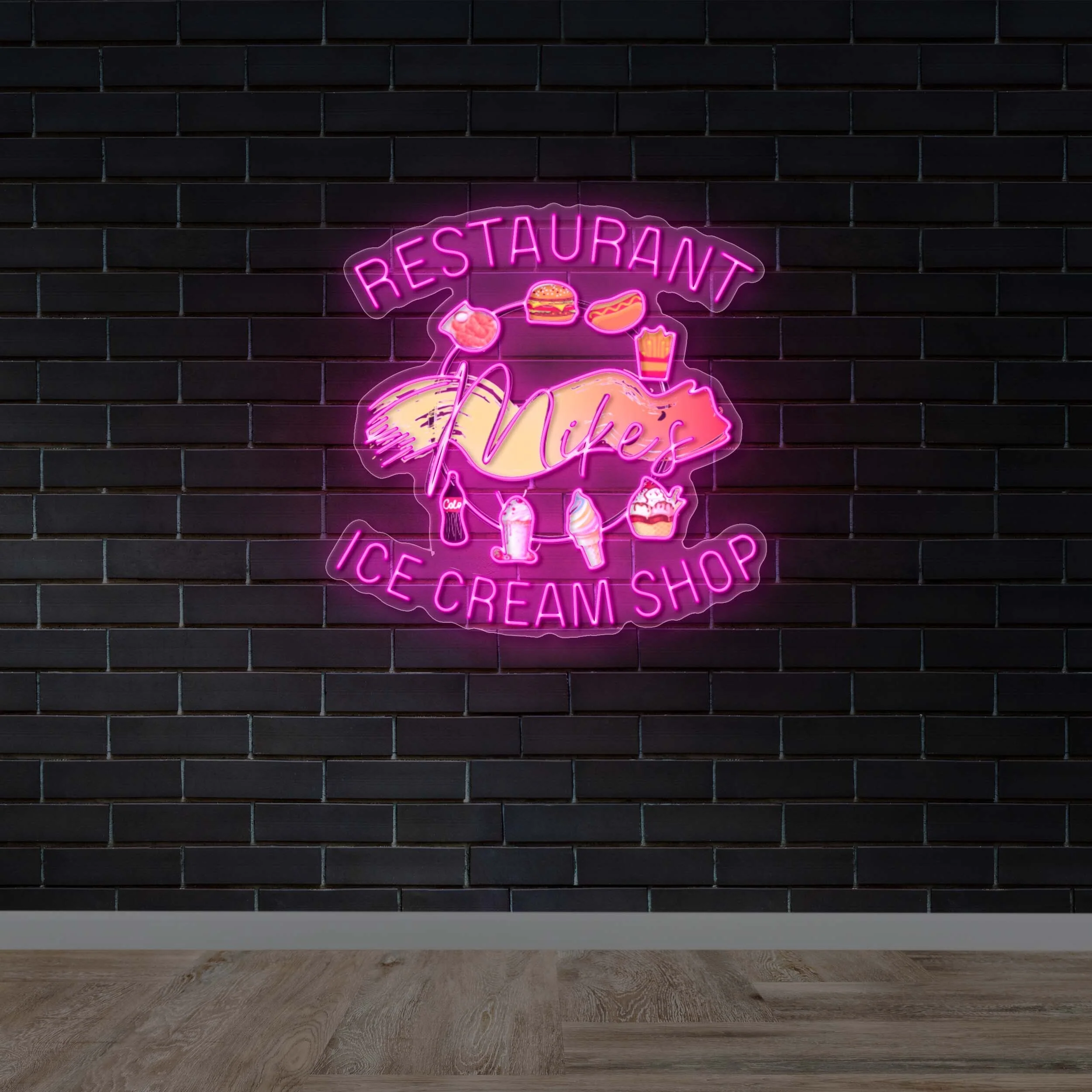 Restaurant & Ice Cream Shop - Premium Neon Artwork
