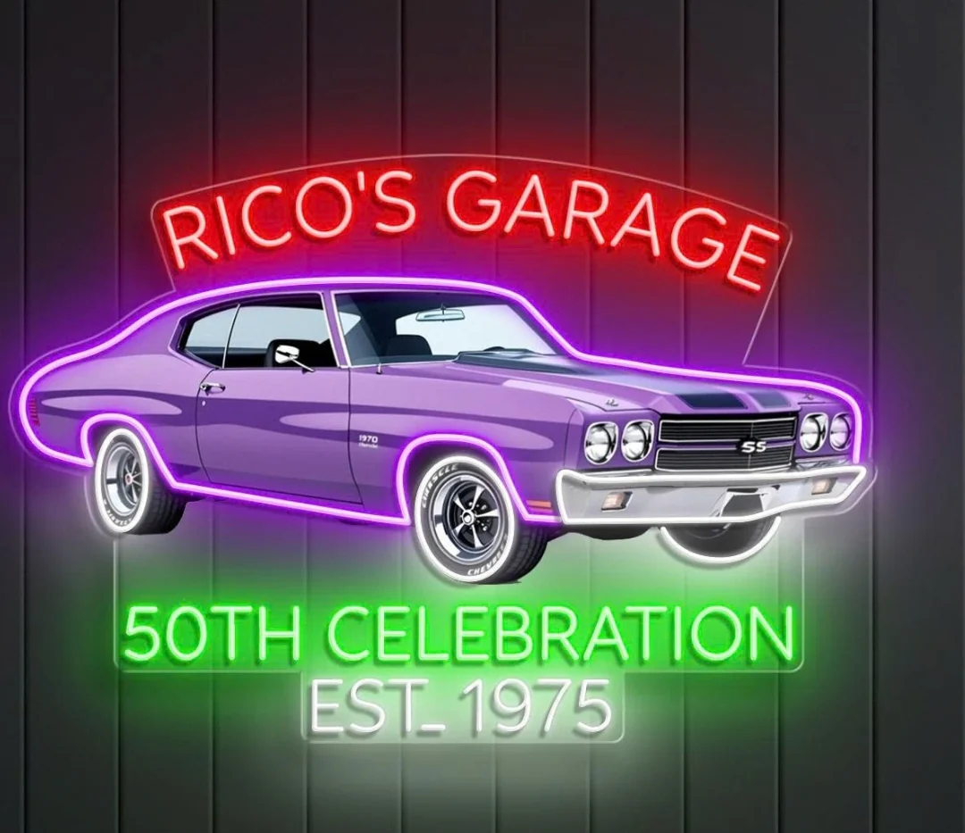 RICO'S GARAGE 50th CELEBRATION - Premium Neon Artwork