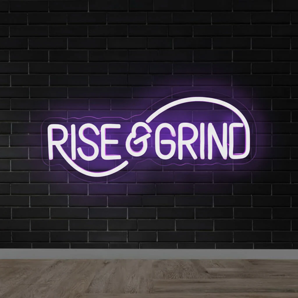 Rise and Grind - Inspirational LED Neon Sign - Image 3