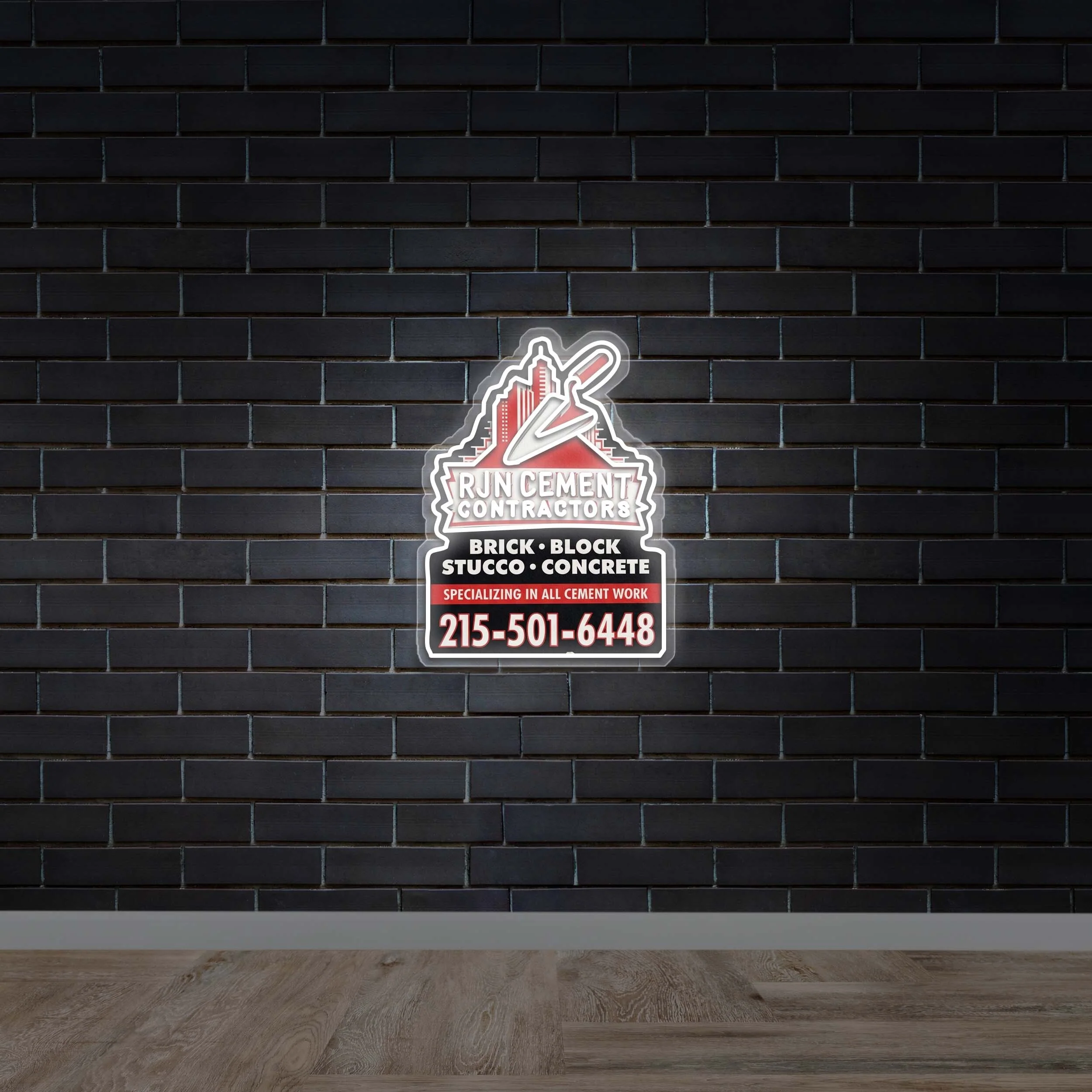 RJN Cement Contractors - Premium Neon Artwork