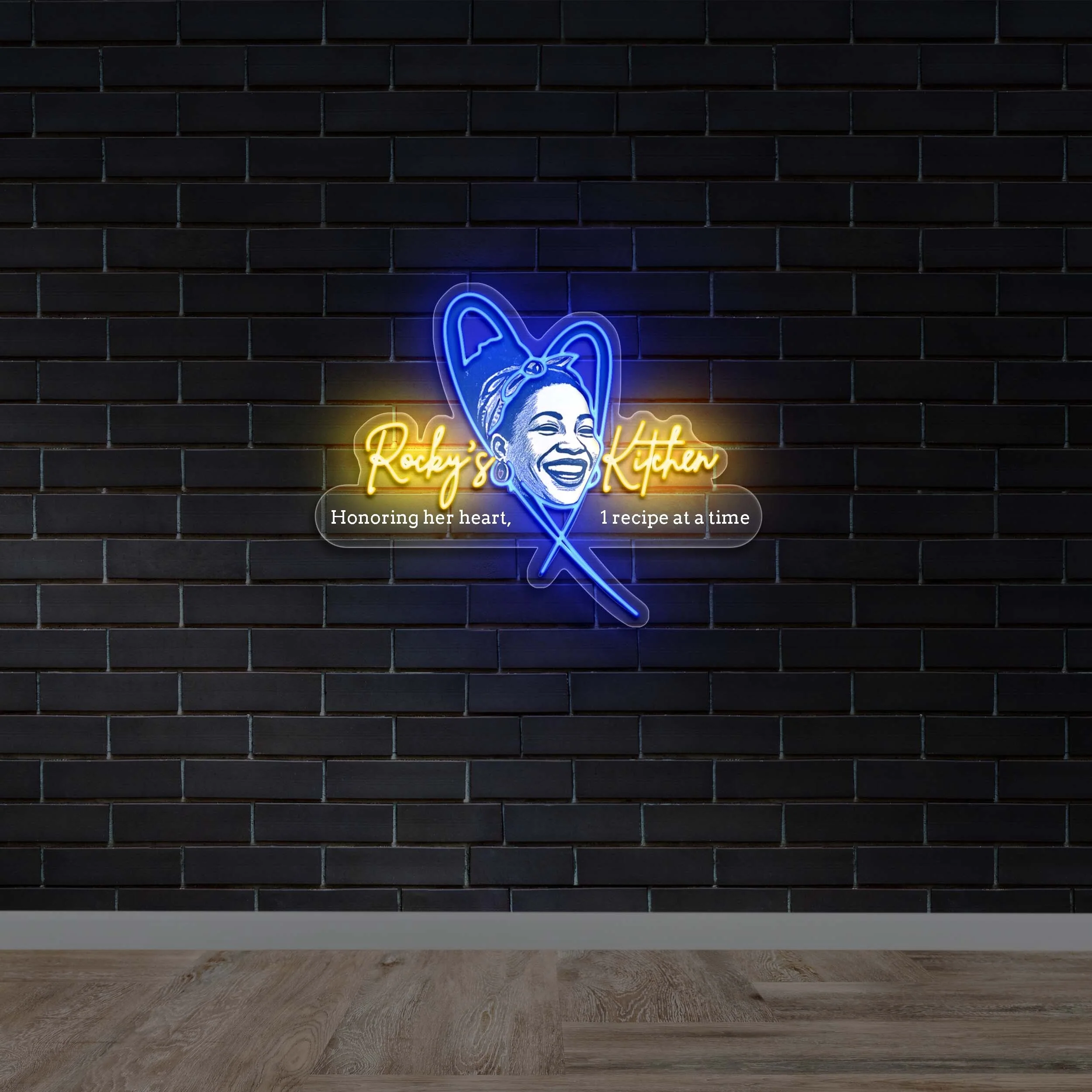 Rocky’s Kitchen (with slogan in 1 row) - Premium Neon Artwork