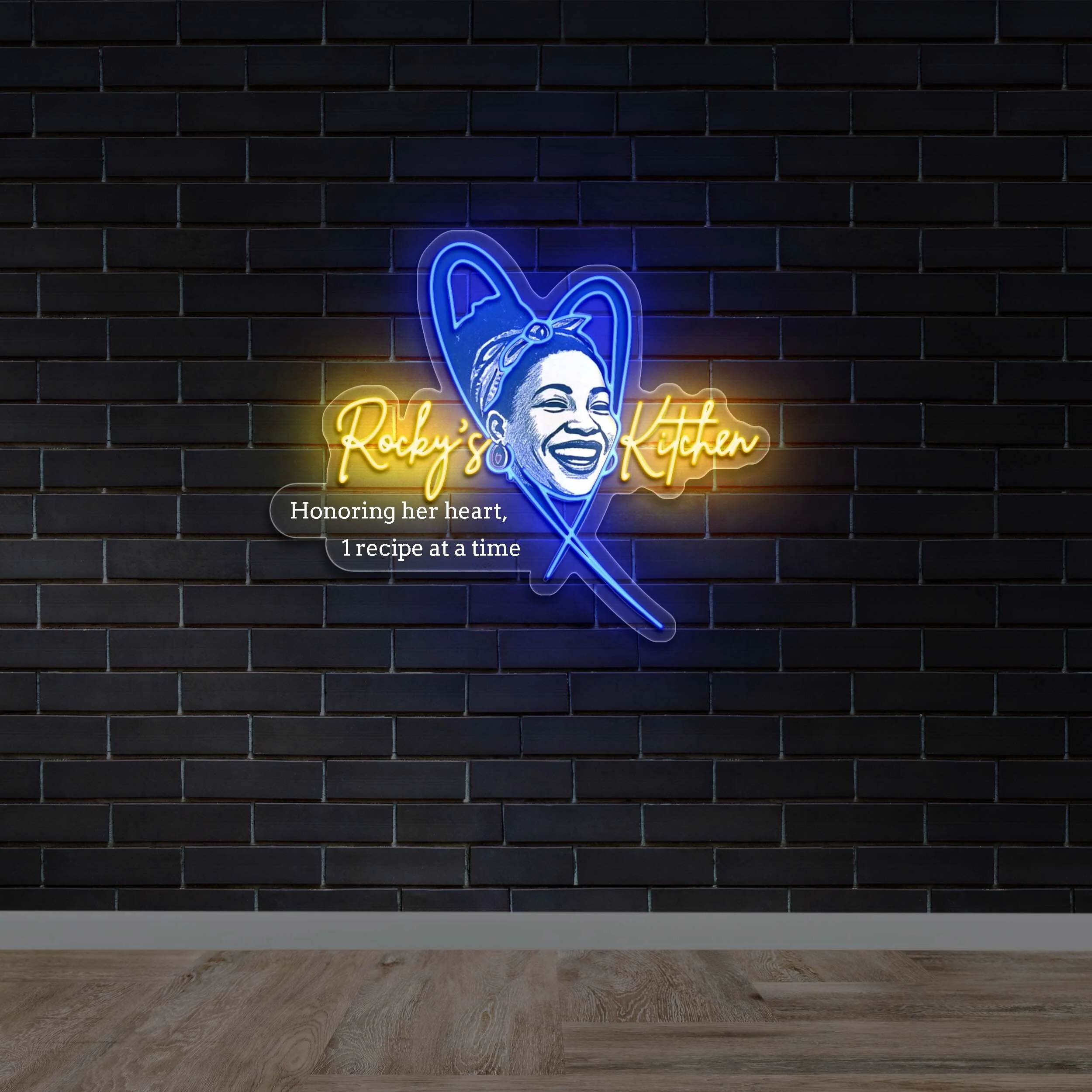 Rocky’s Kitchen (with slogan in 2 rows) - Premium Neon Artwork