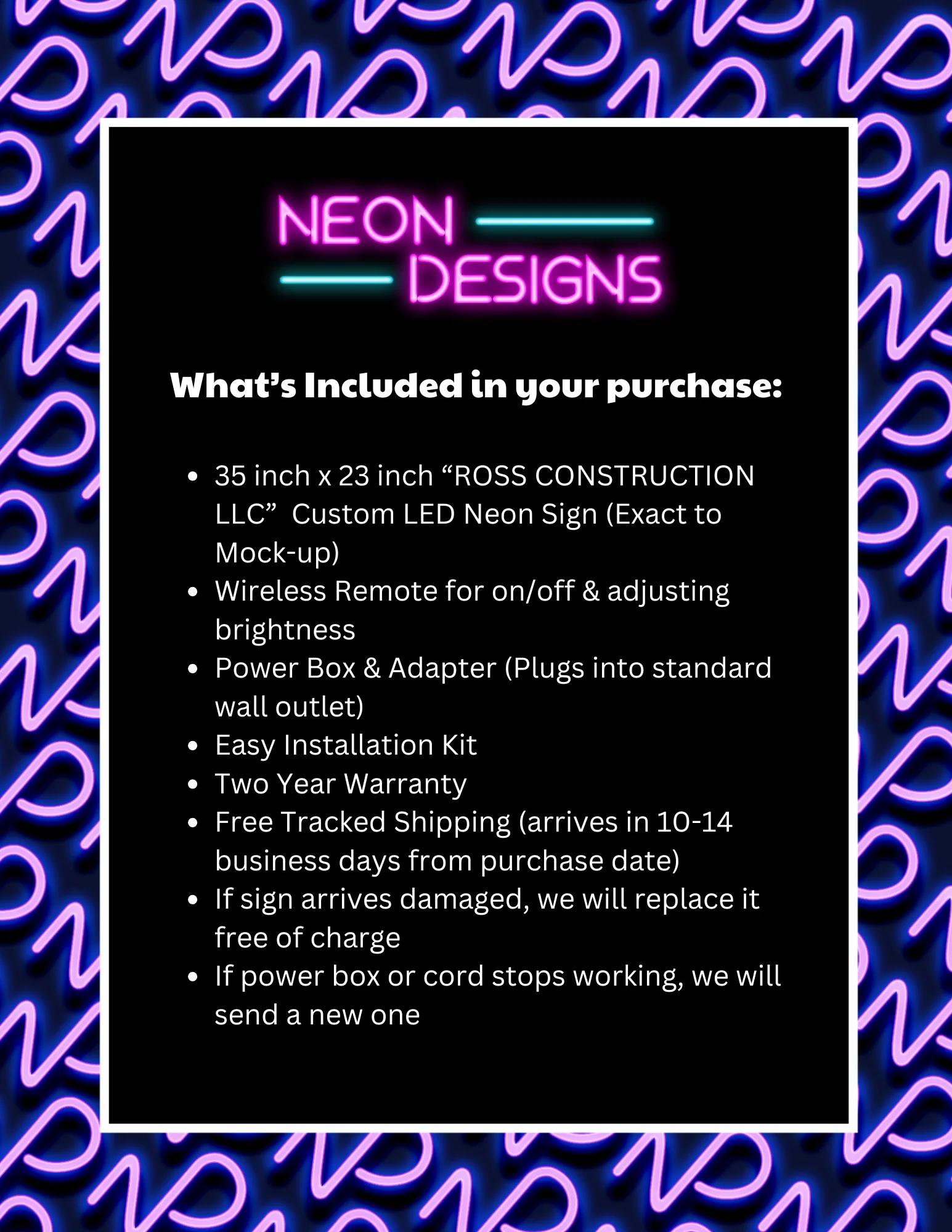ROSS CONSTRUCTION LLC - Premium Neon Artwork - Image 2