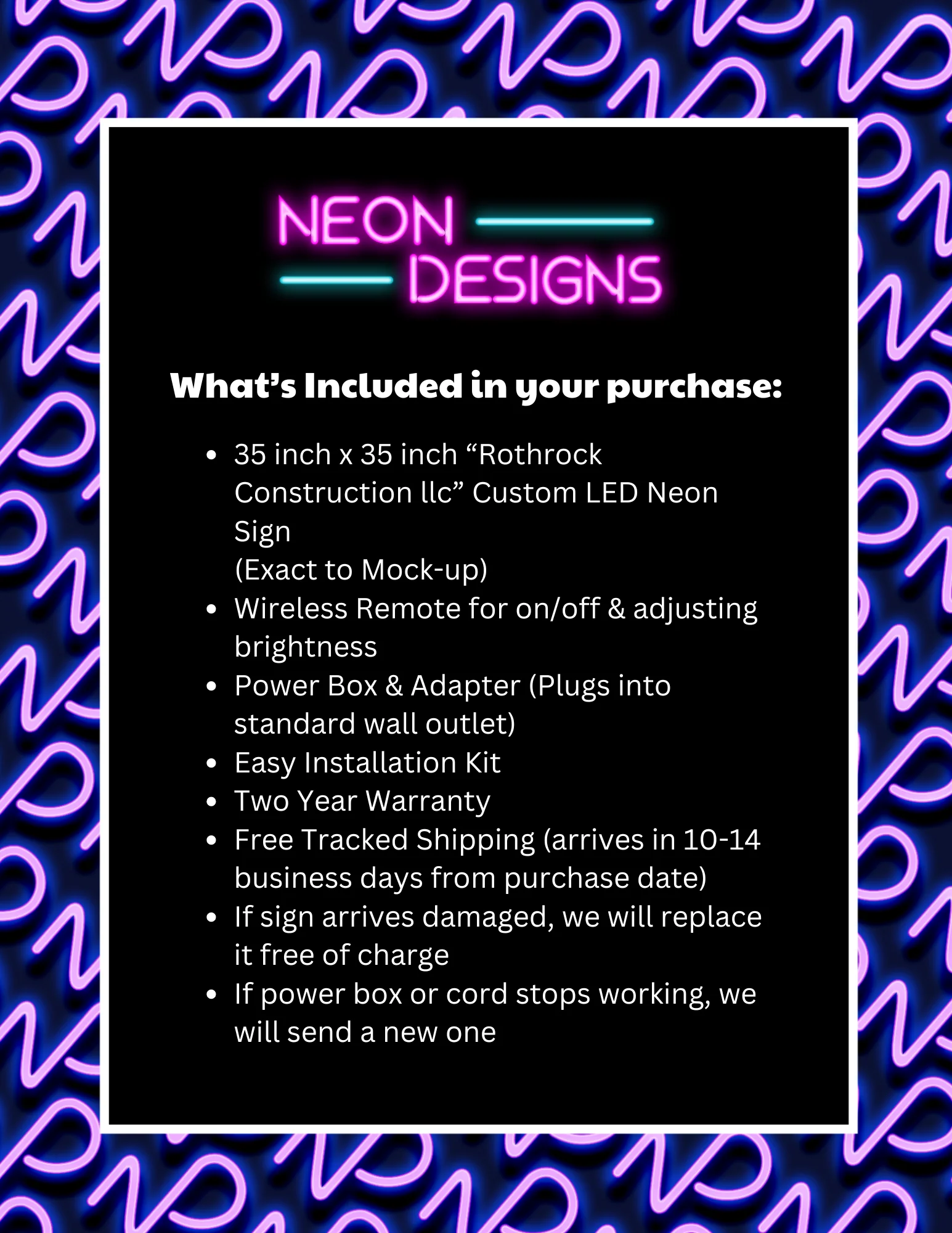 Rothrock Construction - Premium Neon Artwork - Image 2