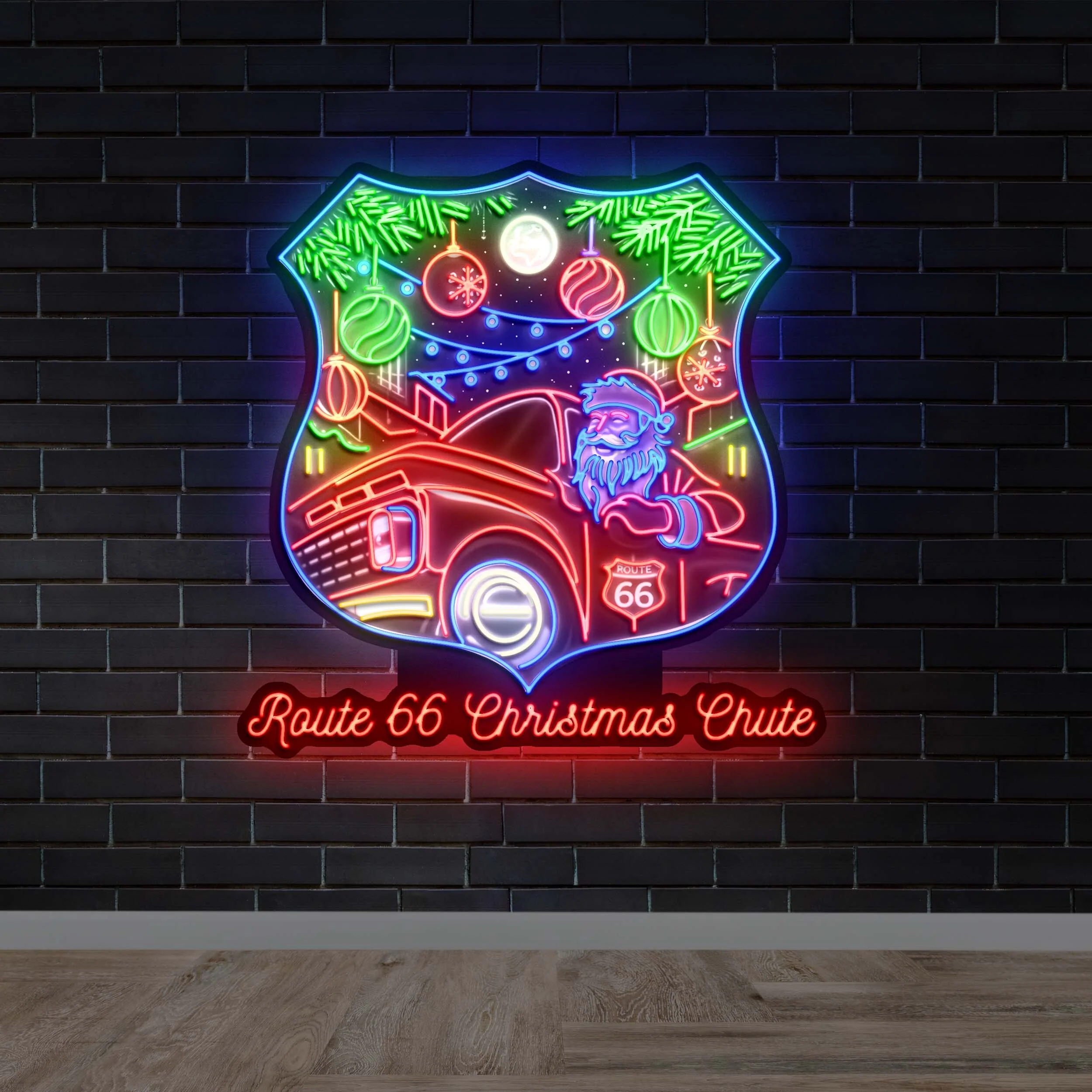 Route 66 Christmas Chute | 2nd Version - Premium Neon Artwork