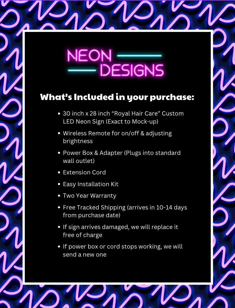 Royal Hair Care - Premium Neon Artwork - Image 2