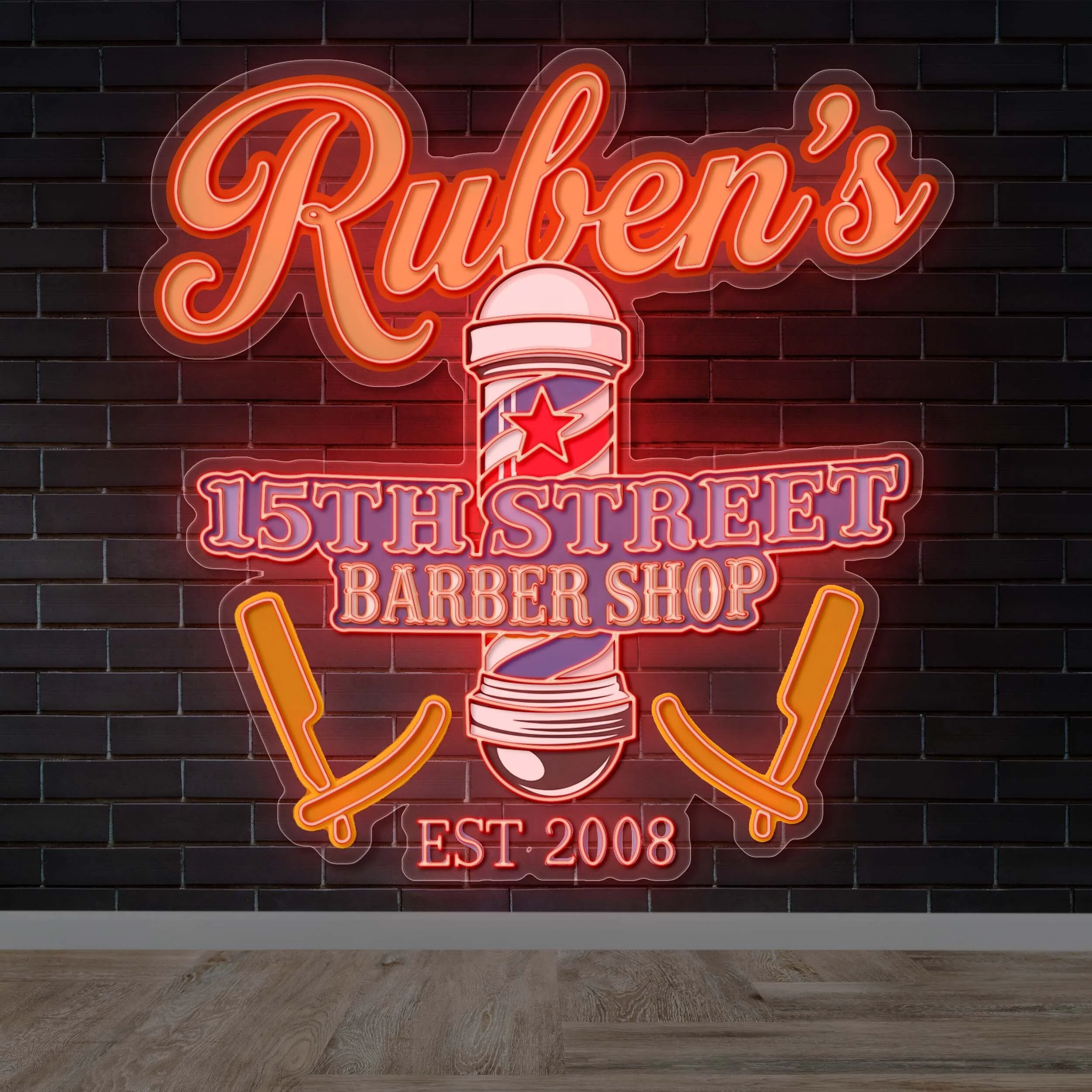Ruben's 15th Street Barber Shop - Premium Neon Artwork