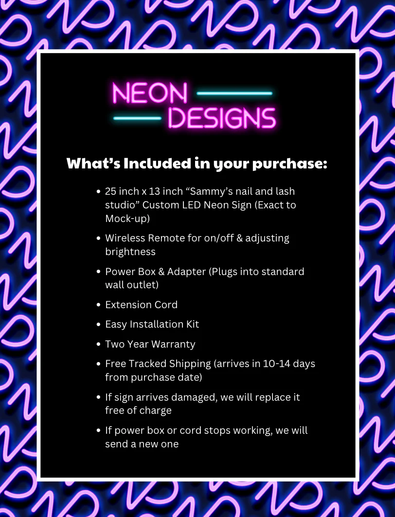 Sammy’s Nail and Lash studio - Premium Neon Artwork - Image 2