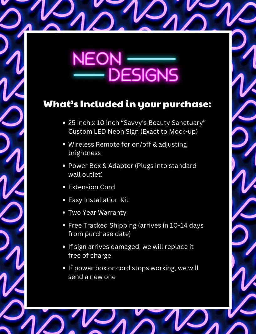 Savvy's Beauty Sanctuary - Premium Neon Artwork - Image 2