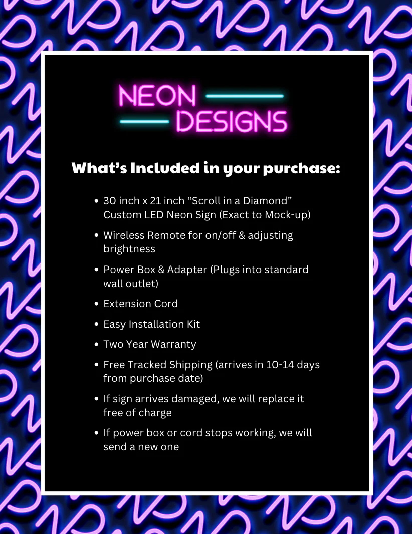 Scroll in a Diamond - Premium Neon Artwork - Image 2