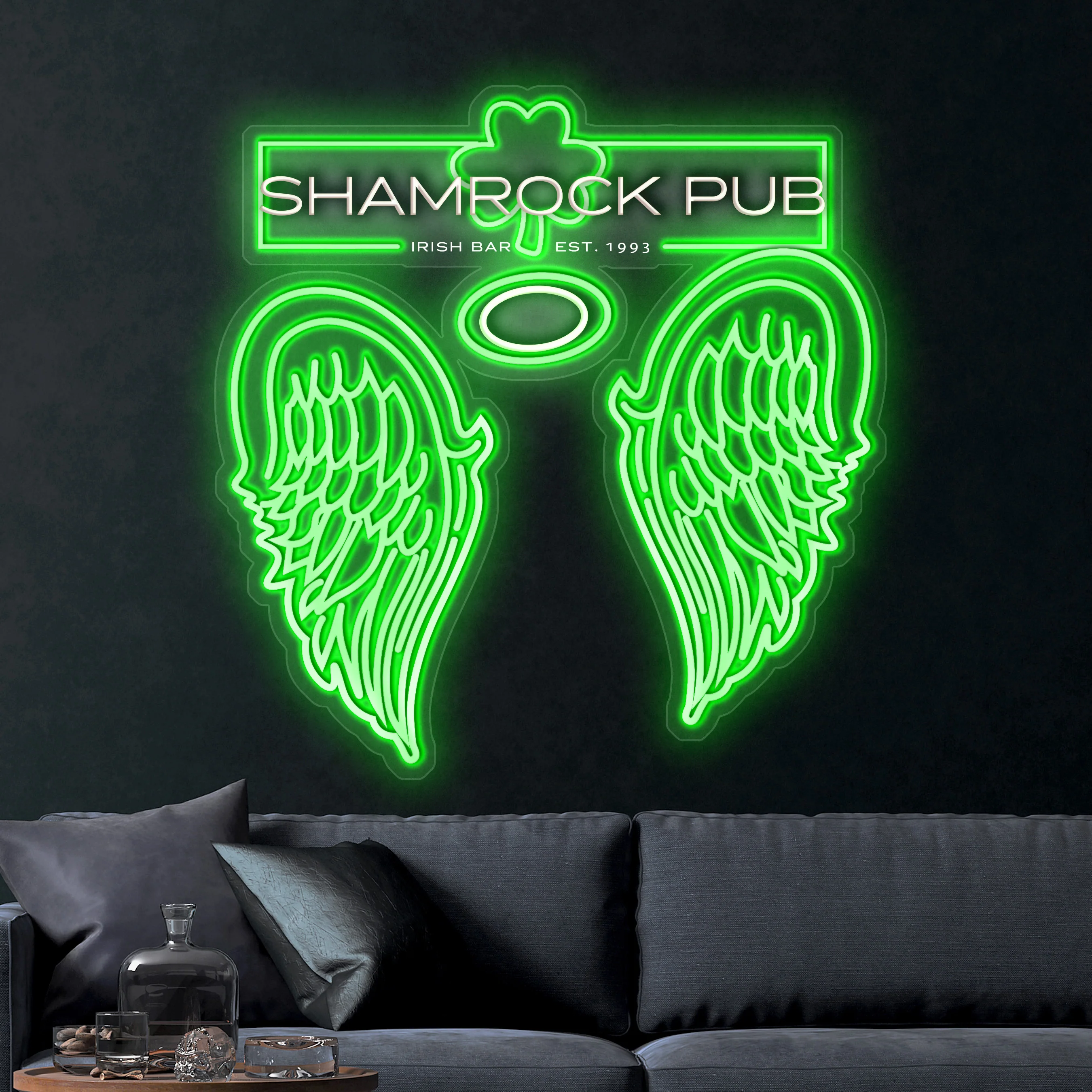 Shamrock Pub (wings) – Premium Neon Artwork