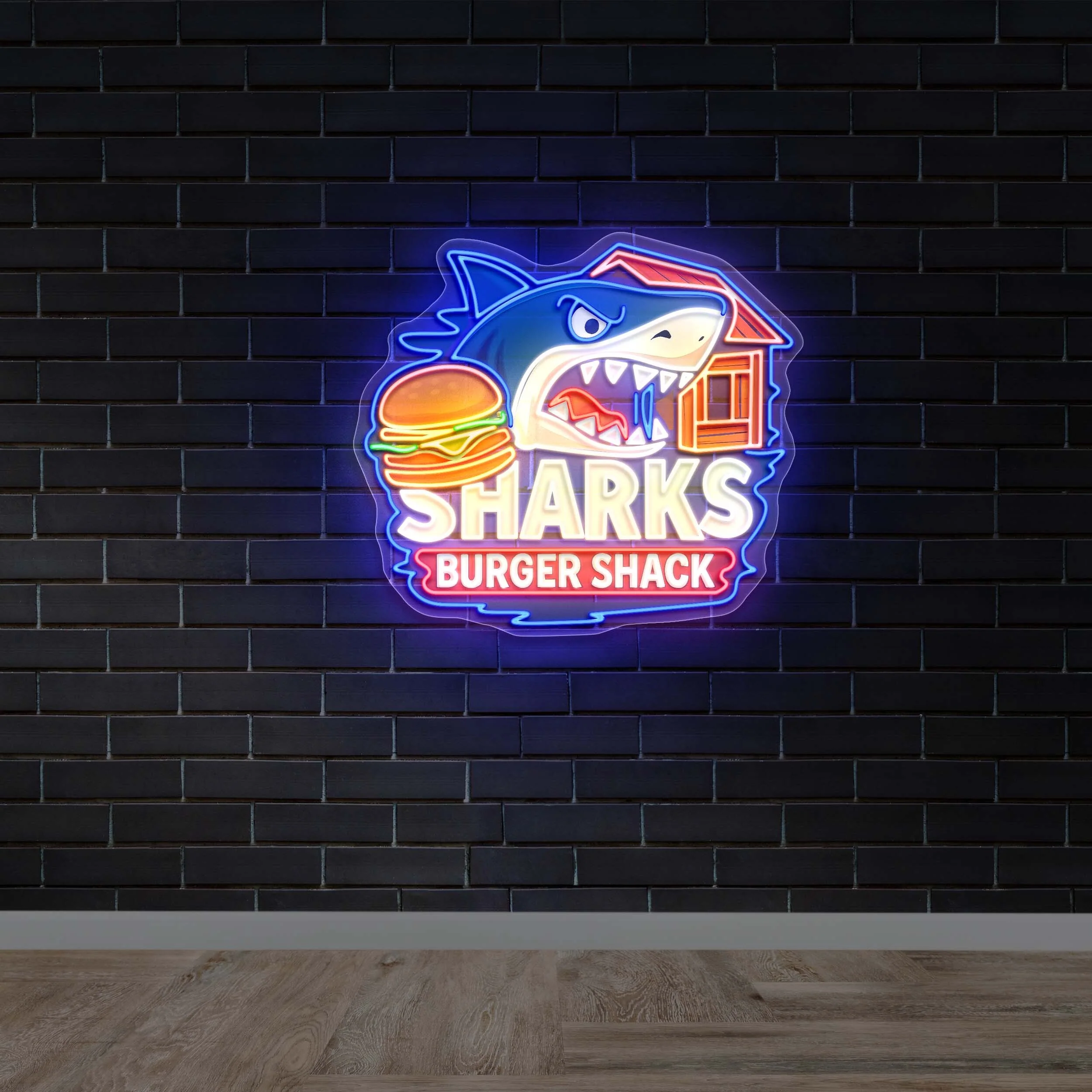 SHARKS BURGER SHACK - Premium Neon Artwork