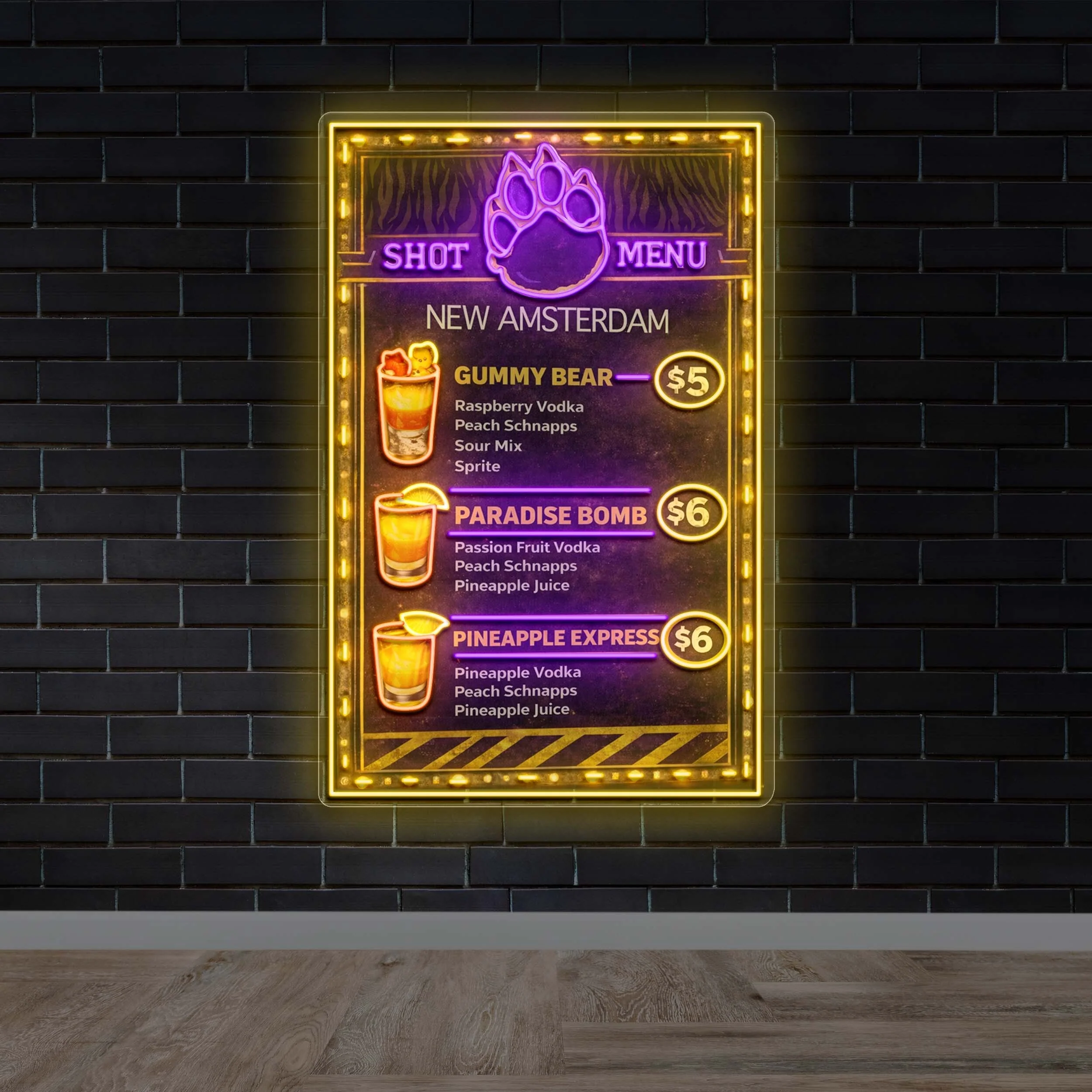 Shot Menu - Premium Neon Artwork