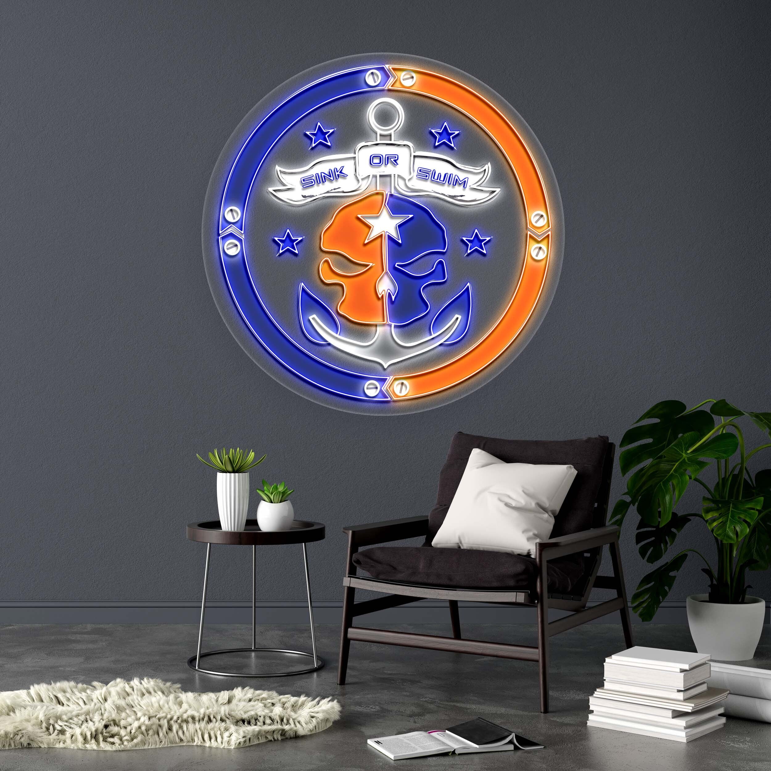 Sink or Swim Skull Logo - Premium Neon Artwork