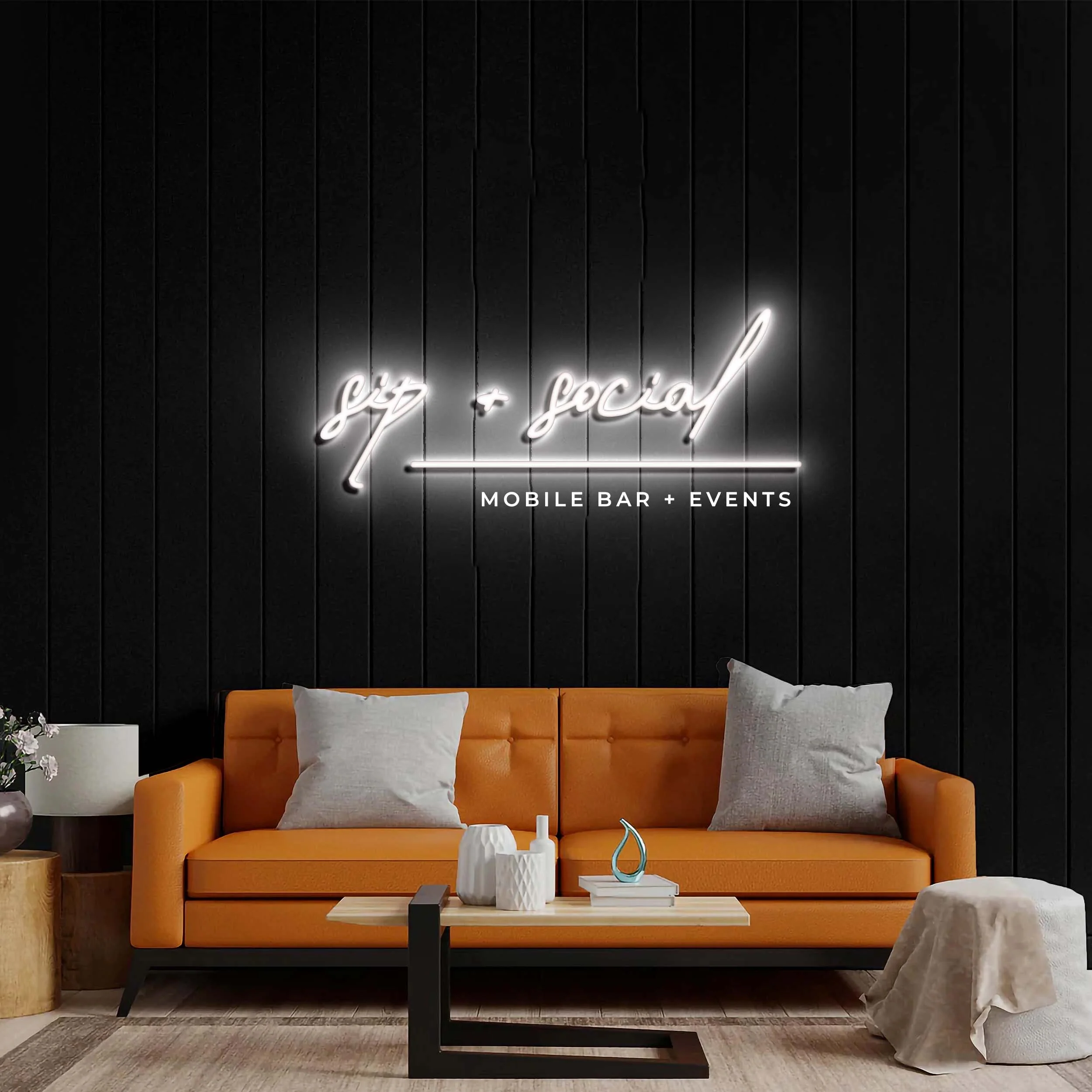 Sip + Social — Premium Neon Artwork