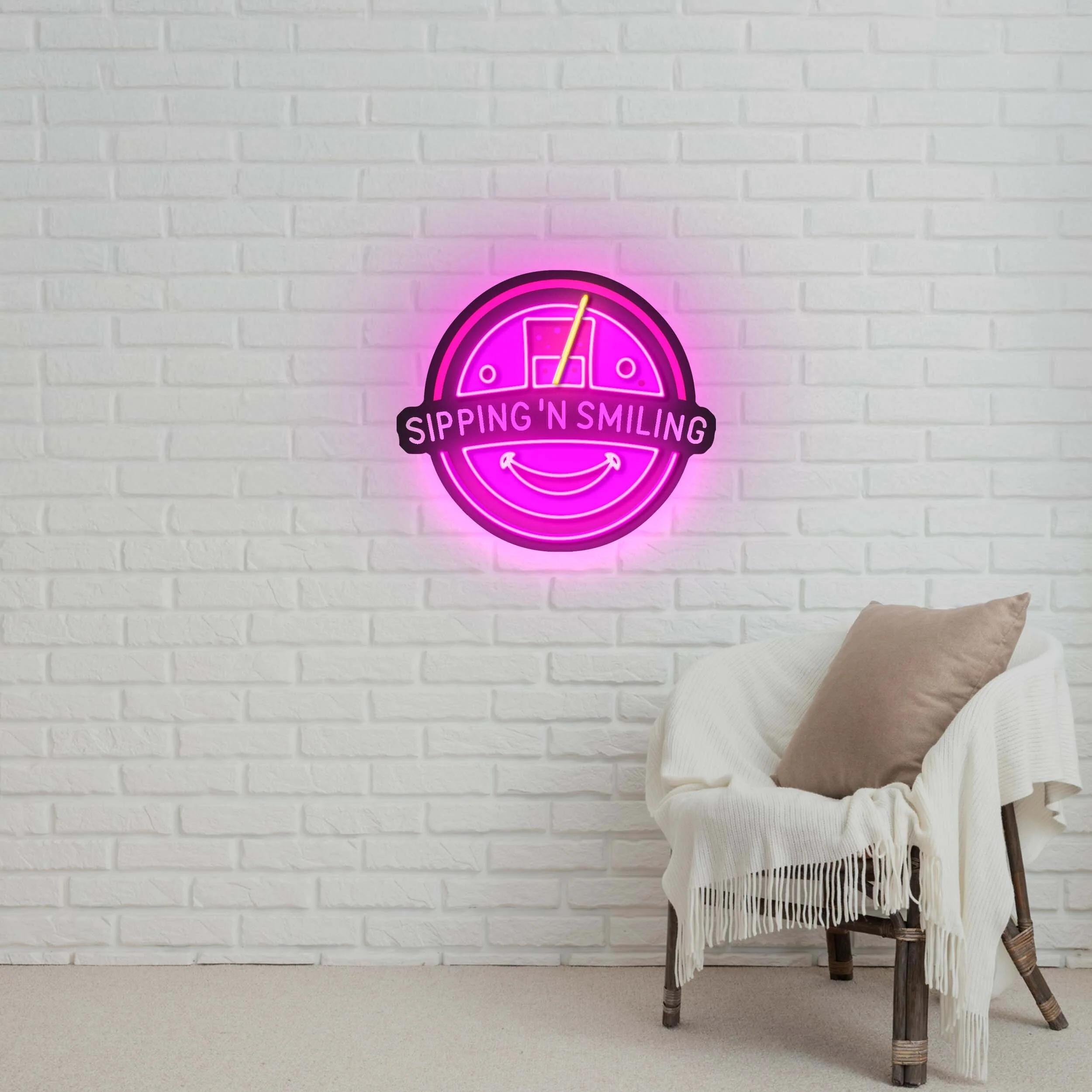SIPPING N' SMILING | Backlit Version - Premium Neon Artwork