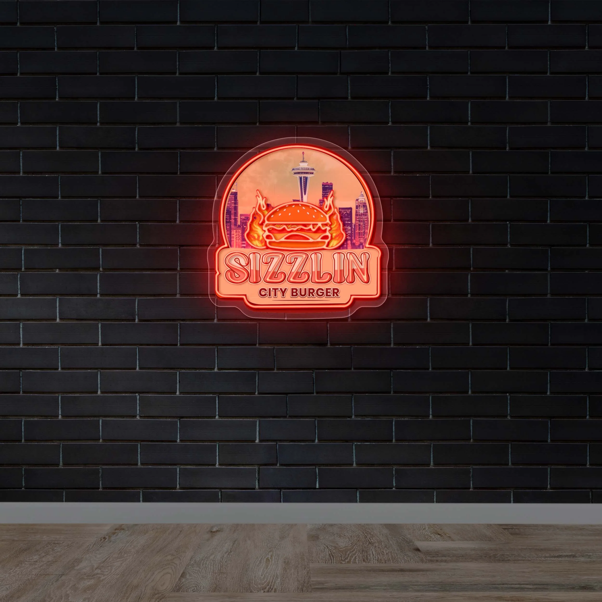 Sizzlin City Burger - Premium Neon Artwork