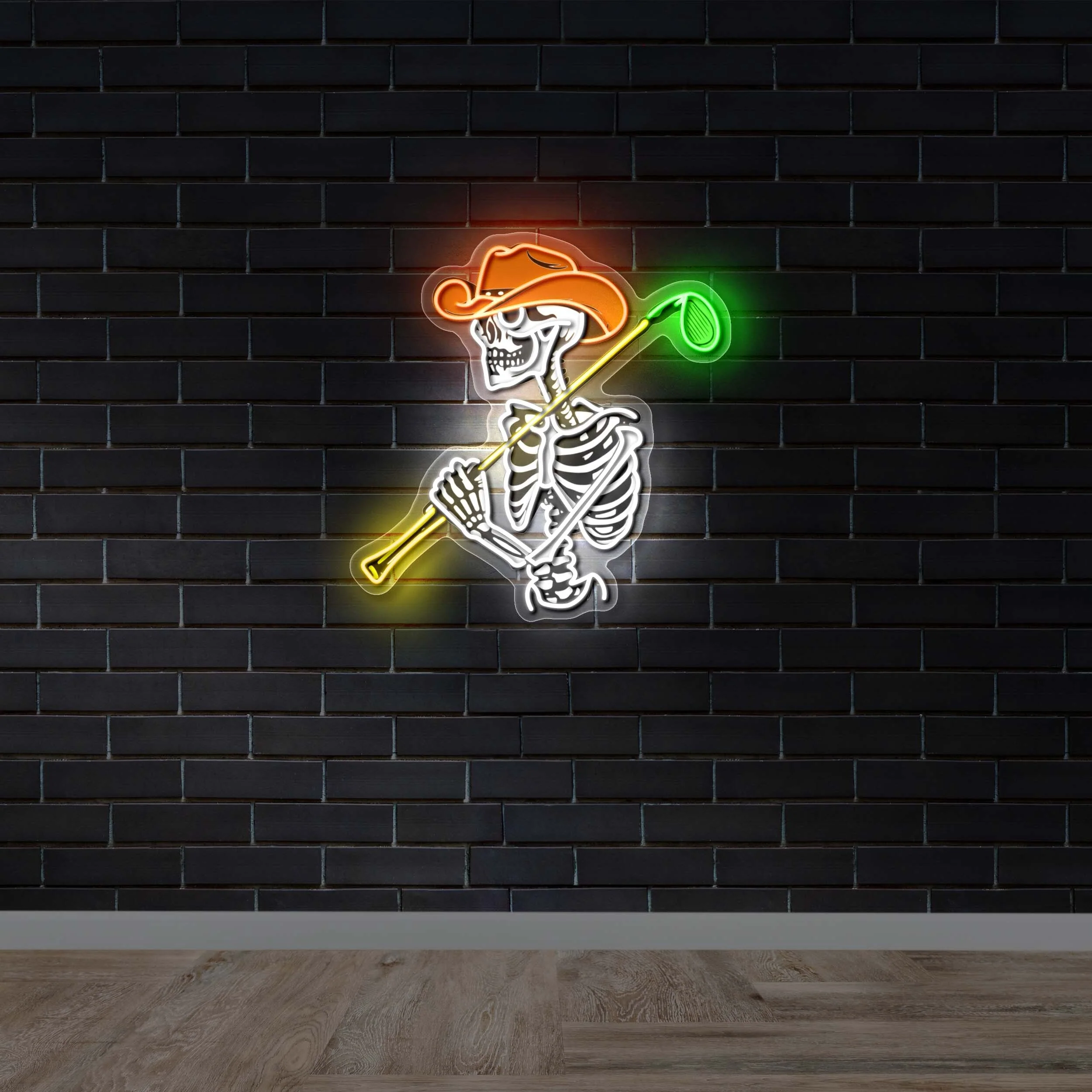 Skeleton Golfer - Premium Neon Artwork