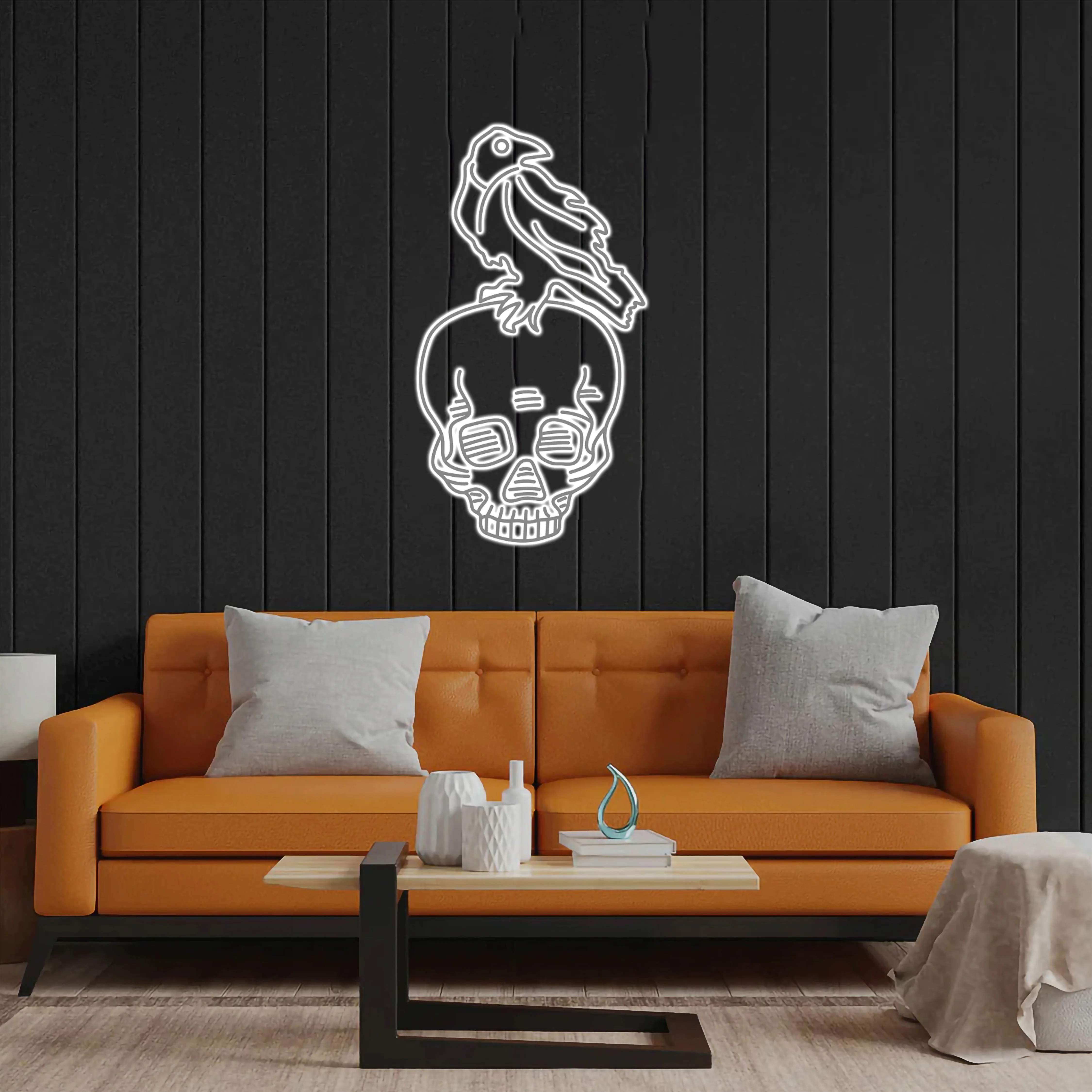 Skull & Raven - Premium Neon Artwork