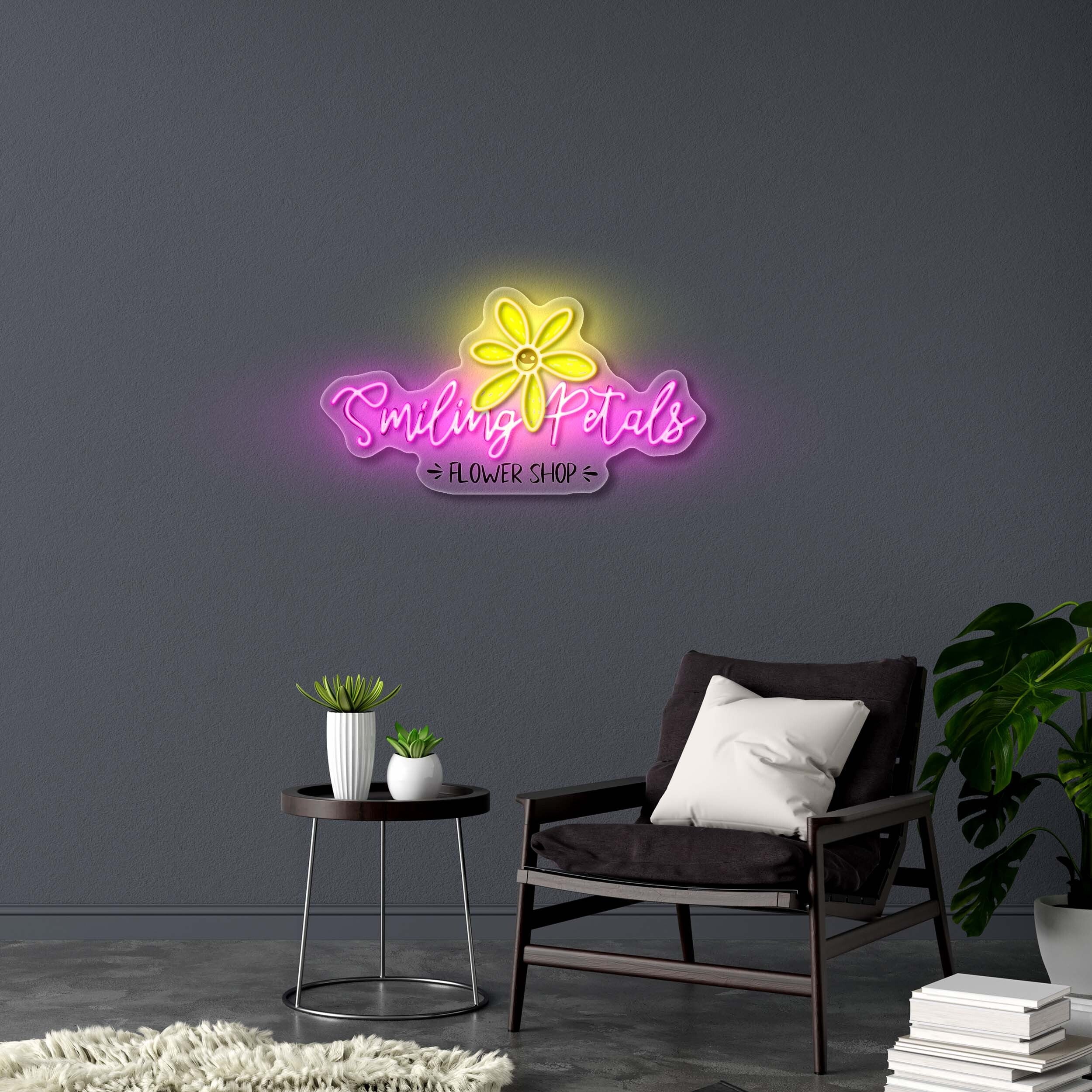 Smiling Petals - Premium Neon Artwork
