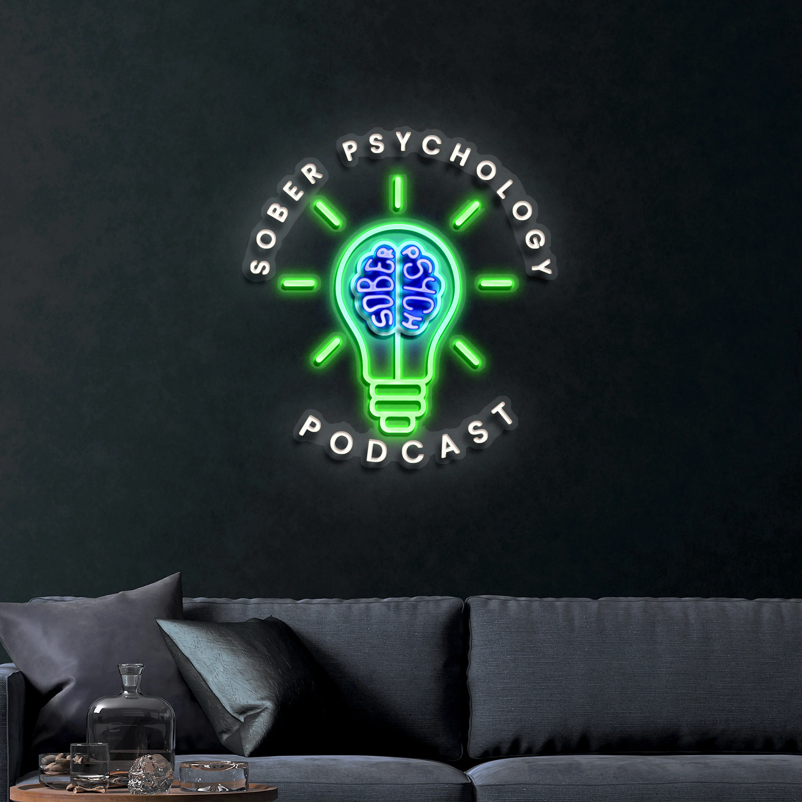 Sober Psychology Podcast – Premium Neon Artwork