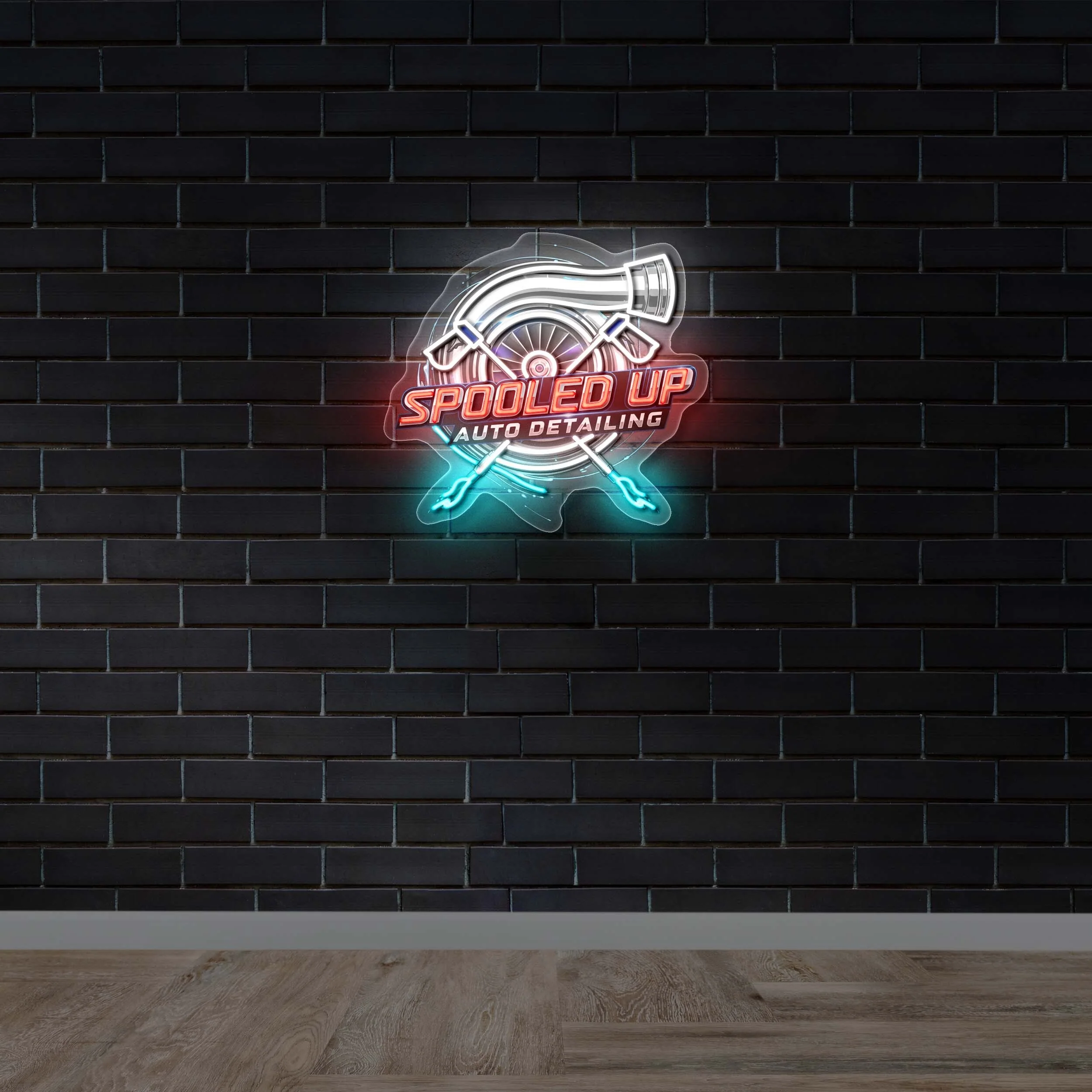 Spooled Up Auto Detailing - Premium Neon Artwork