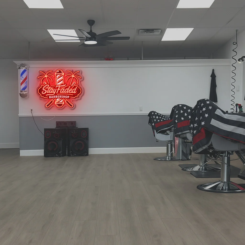 Stay Faded Barbershop - Premium Neon Artwork