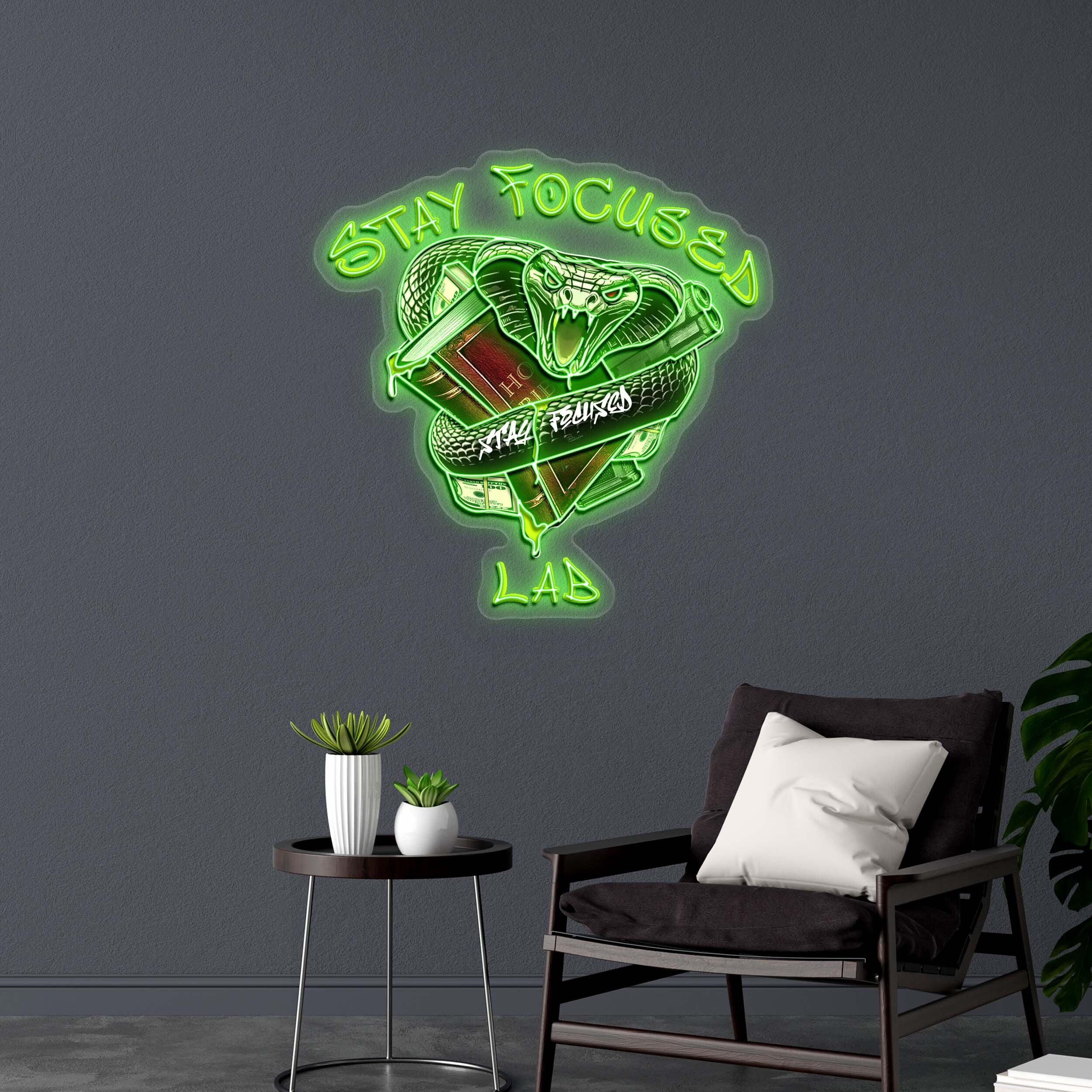 STAY FOCUSED LAB - Premium Neon Artwork