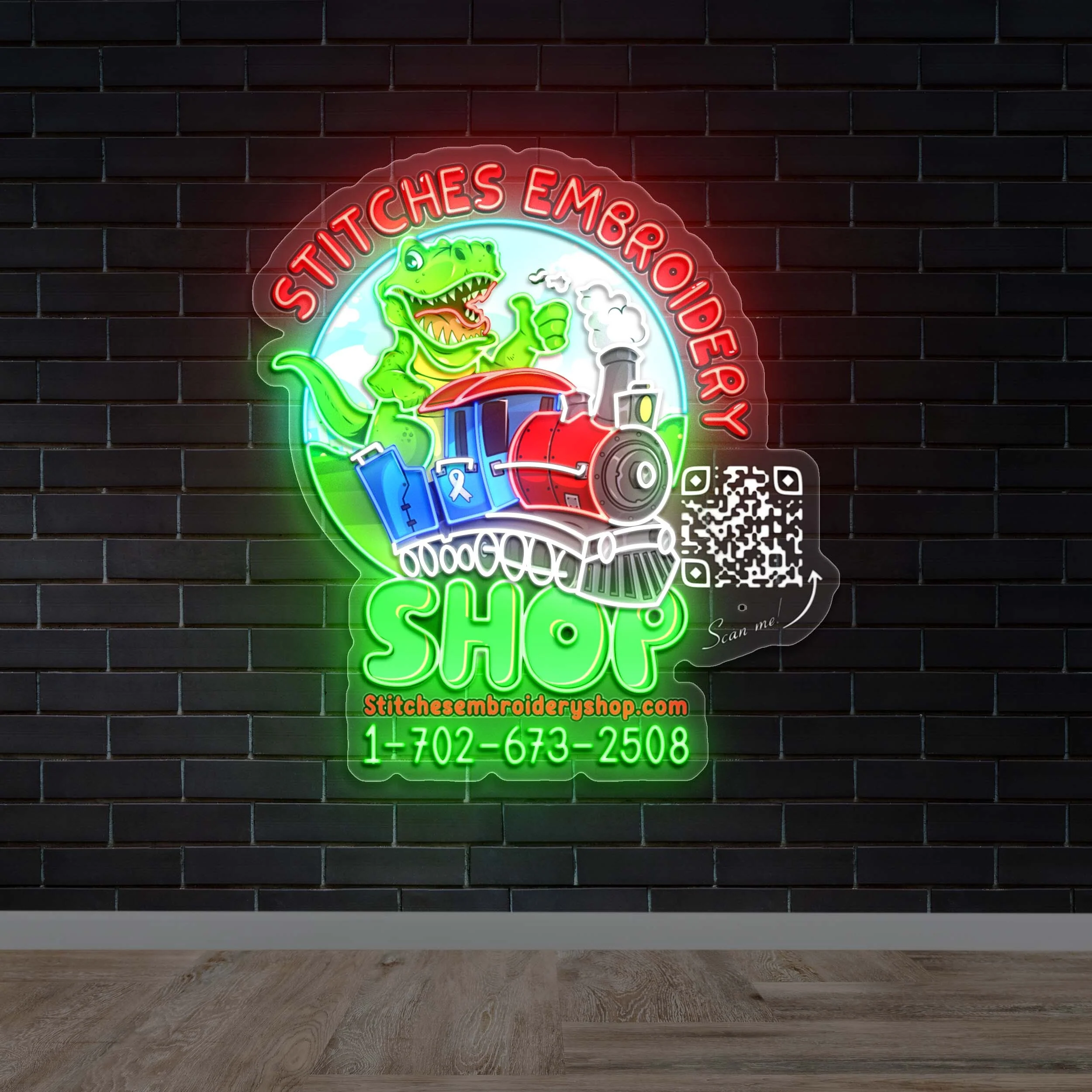 STITCHES EMBROIDERY SHOP - Premium Neon Artwork