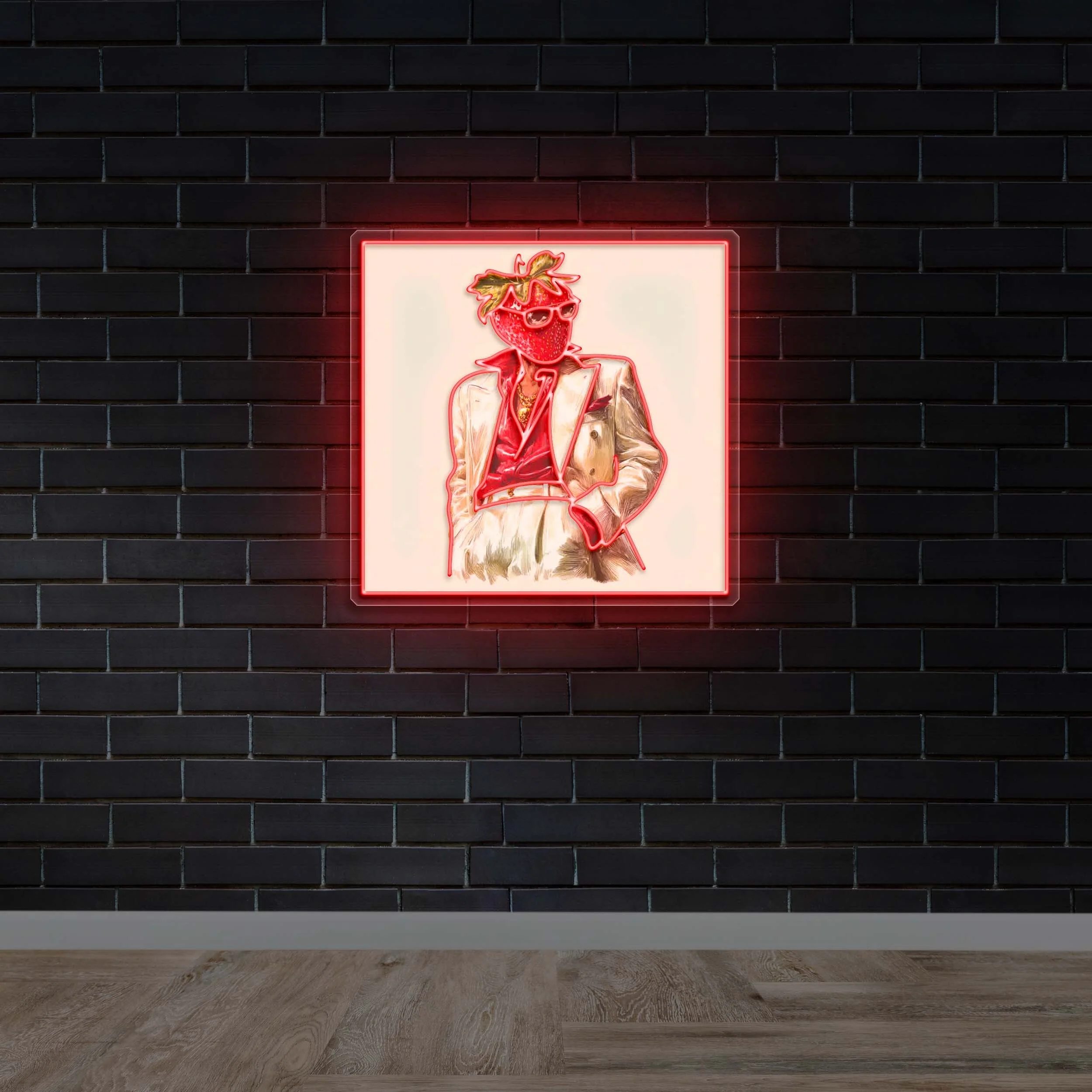 Strawberry Gentleman - Premium Neon Artwork