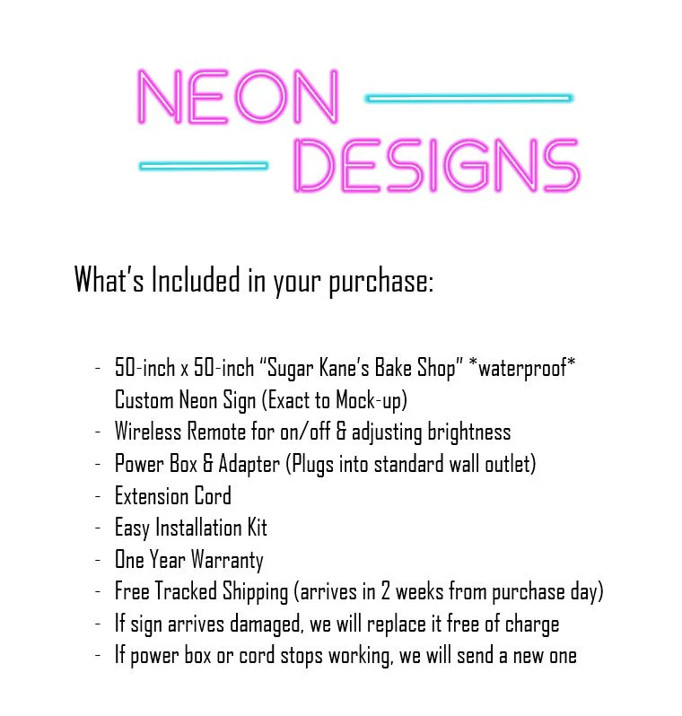 Sugar Kane's Bake Shop - Premium Neon Artwork - Image 2