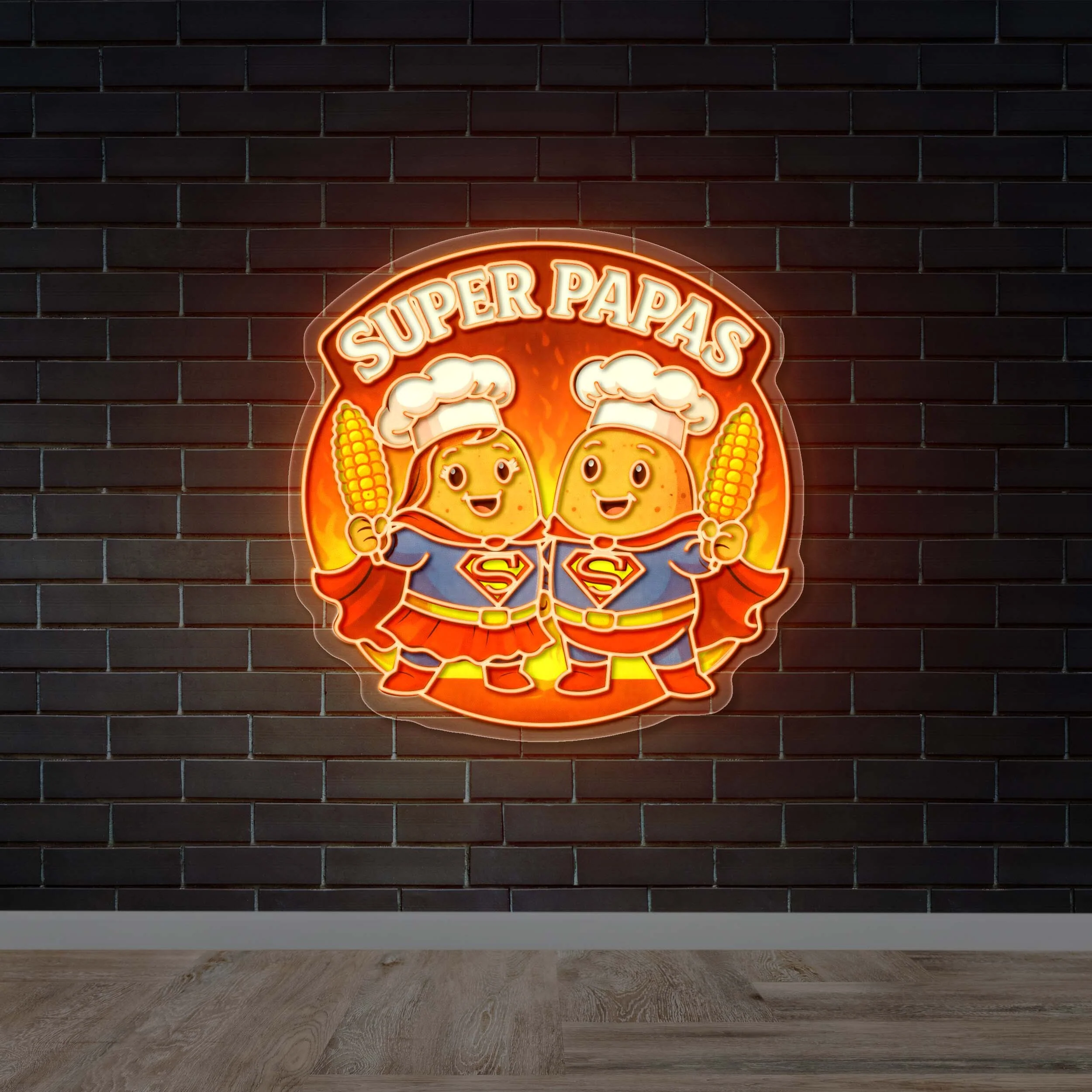 SUPER PAPAS - Premium Neon Artwork