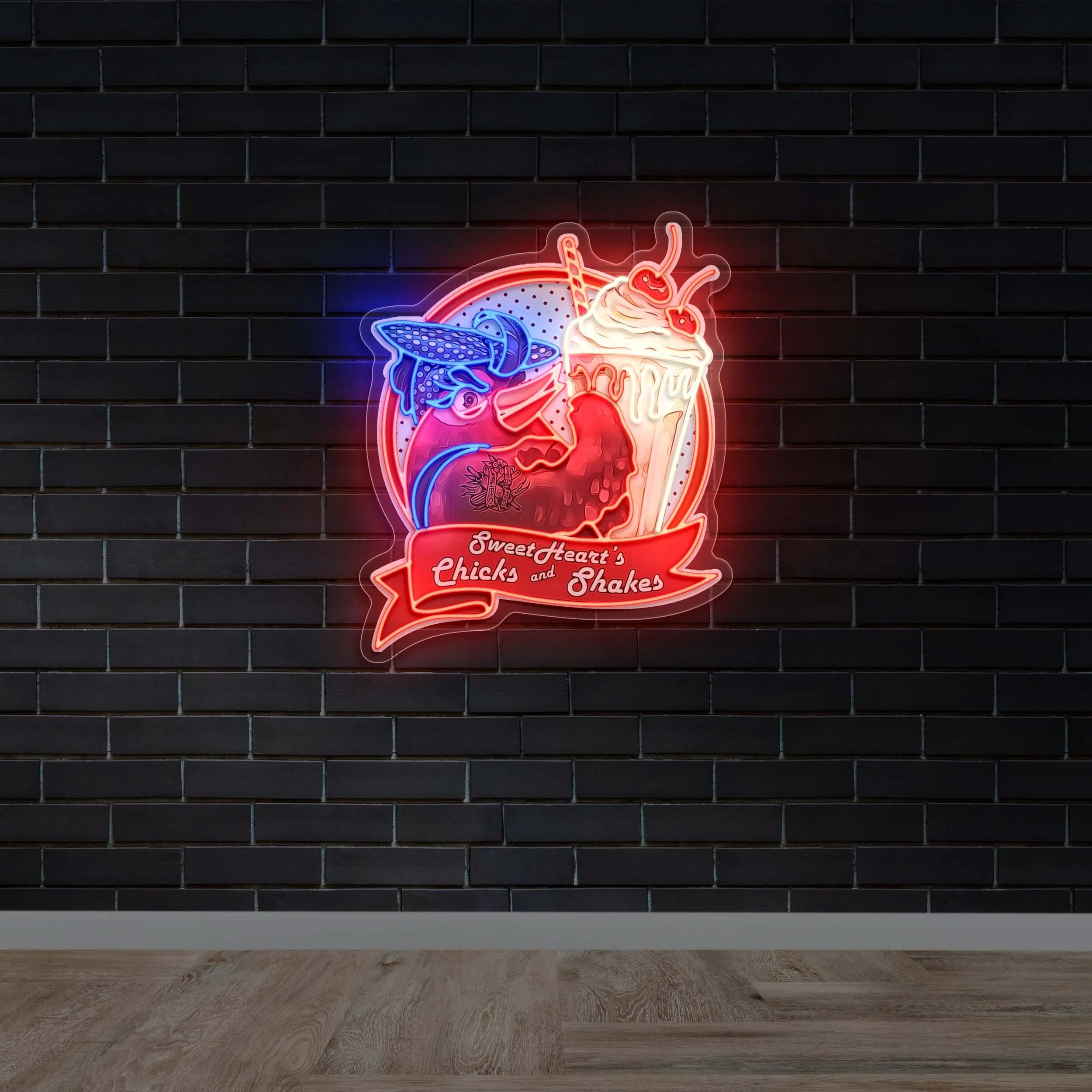 Sweet Heart’s Chicks and Shakes - Premium Neon Artwork