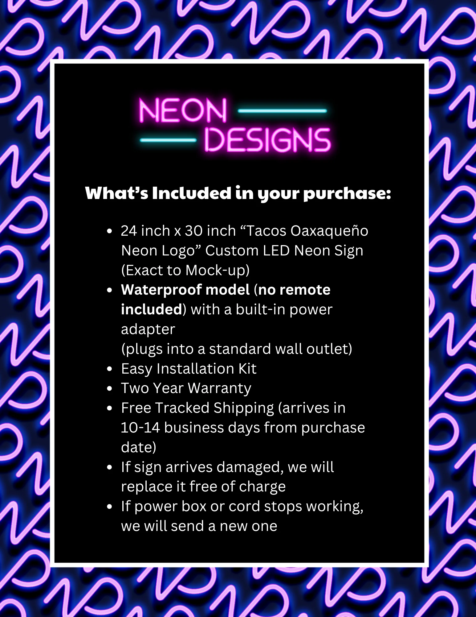 Tacos Oaxaqueño Neon Logo - Premium Neon Artwork - Image 2