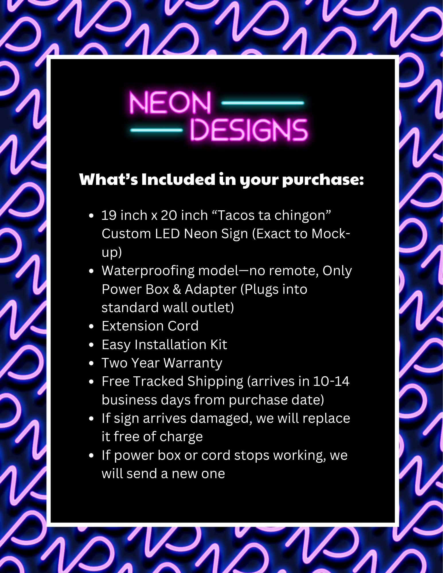 Tacos Ta Chingon - Premium Neon Artwork - Image 2