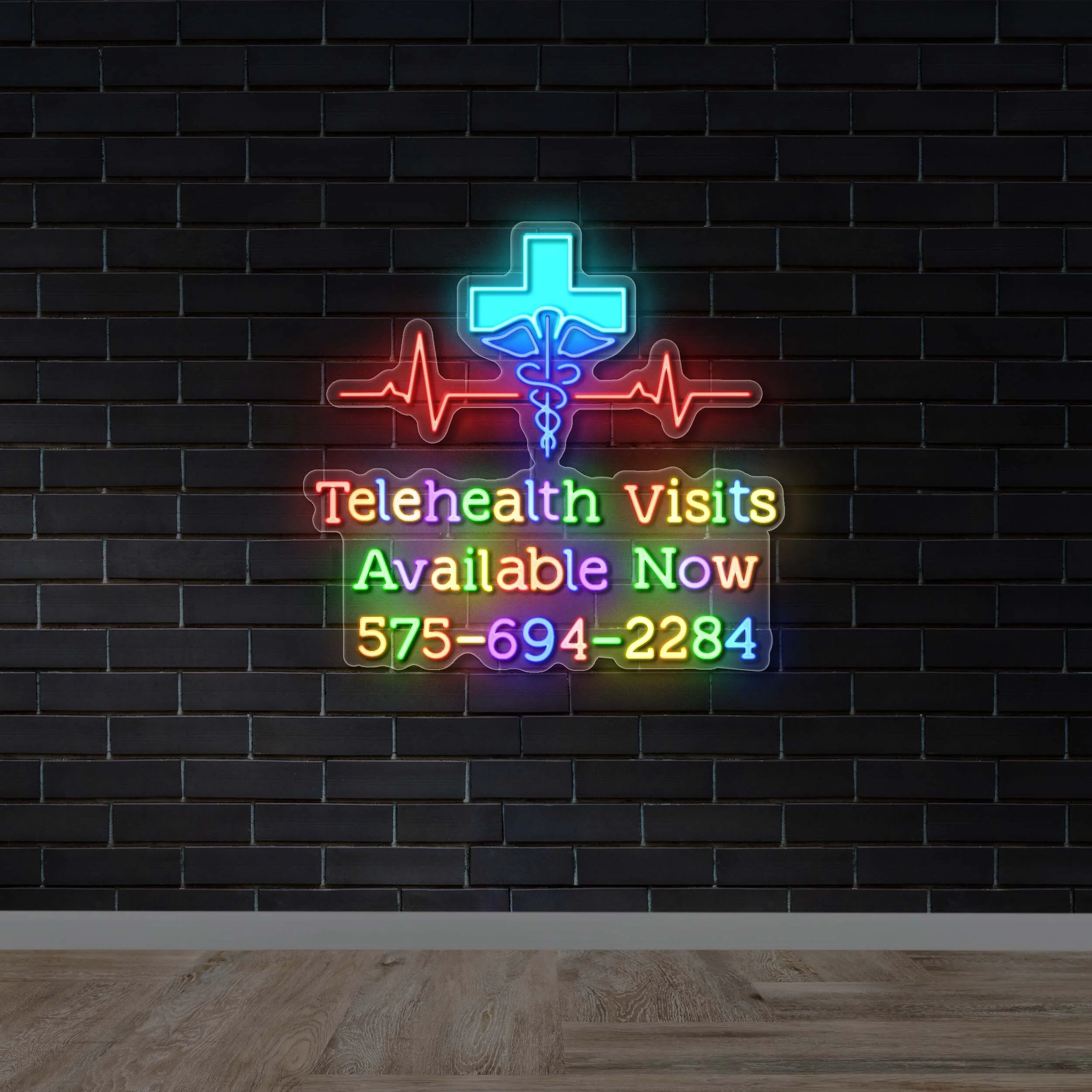 Telehealth Visits Available Now - Premium Neon Artwork - Image 2