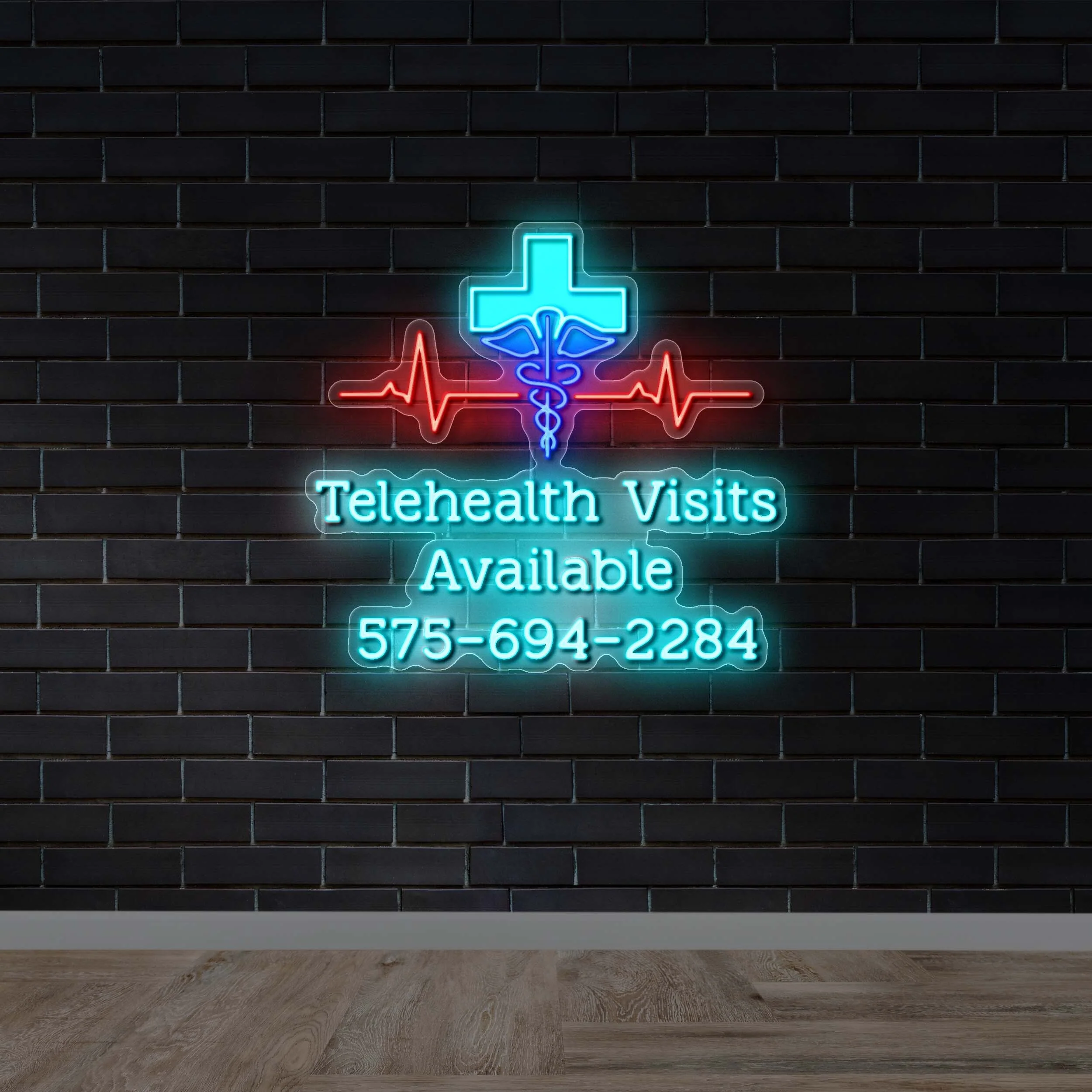 Telehealth Visits Available - Premium Neon Artwork - Image 2
