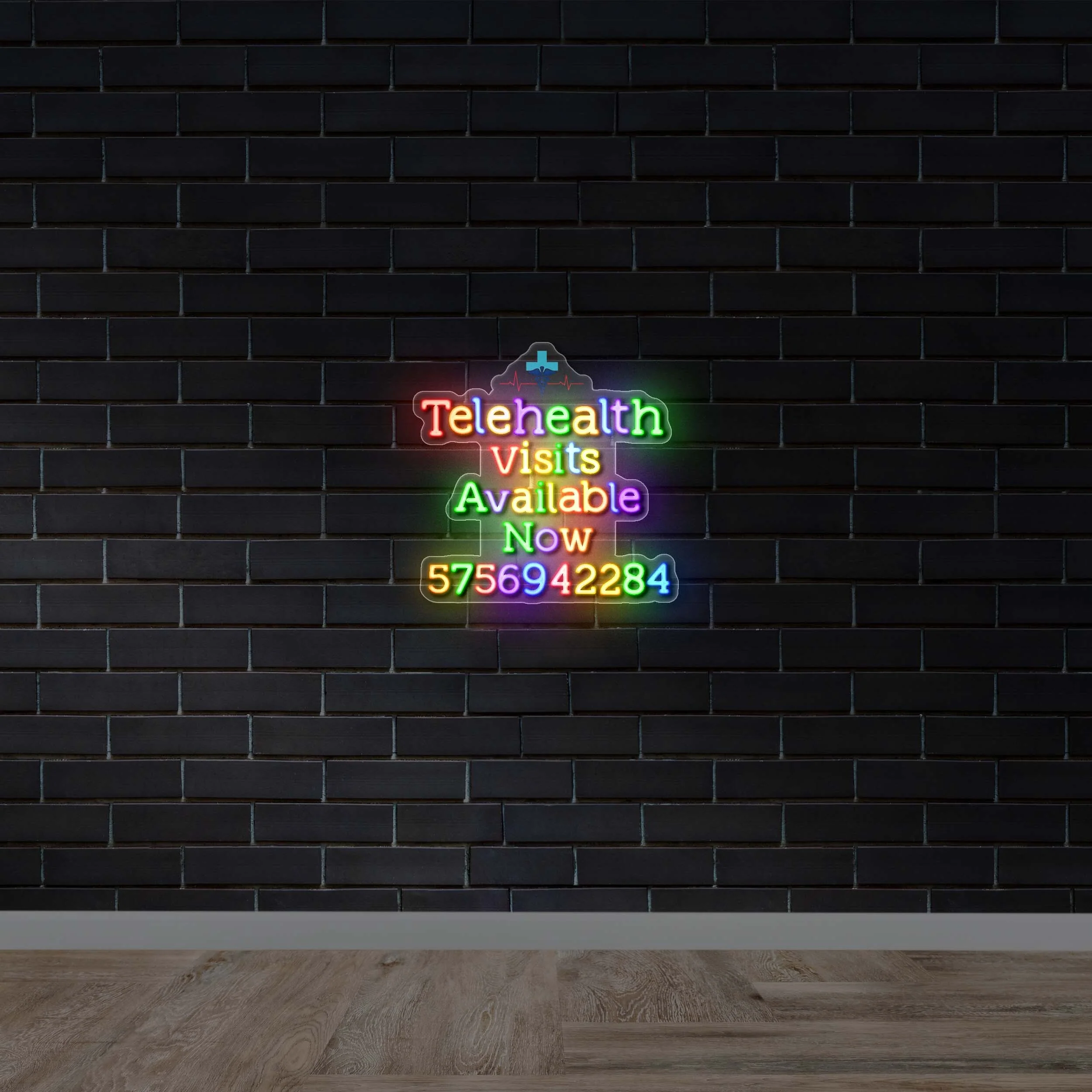 TELEHEALTH VISITS without behind logo - Premium Neon Artwork