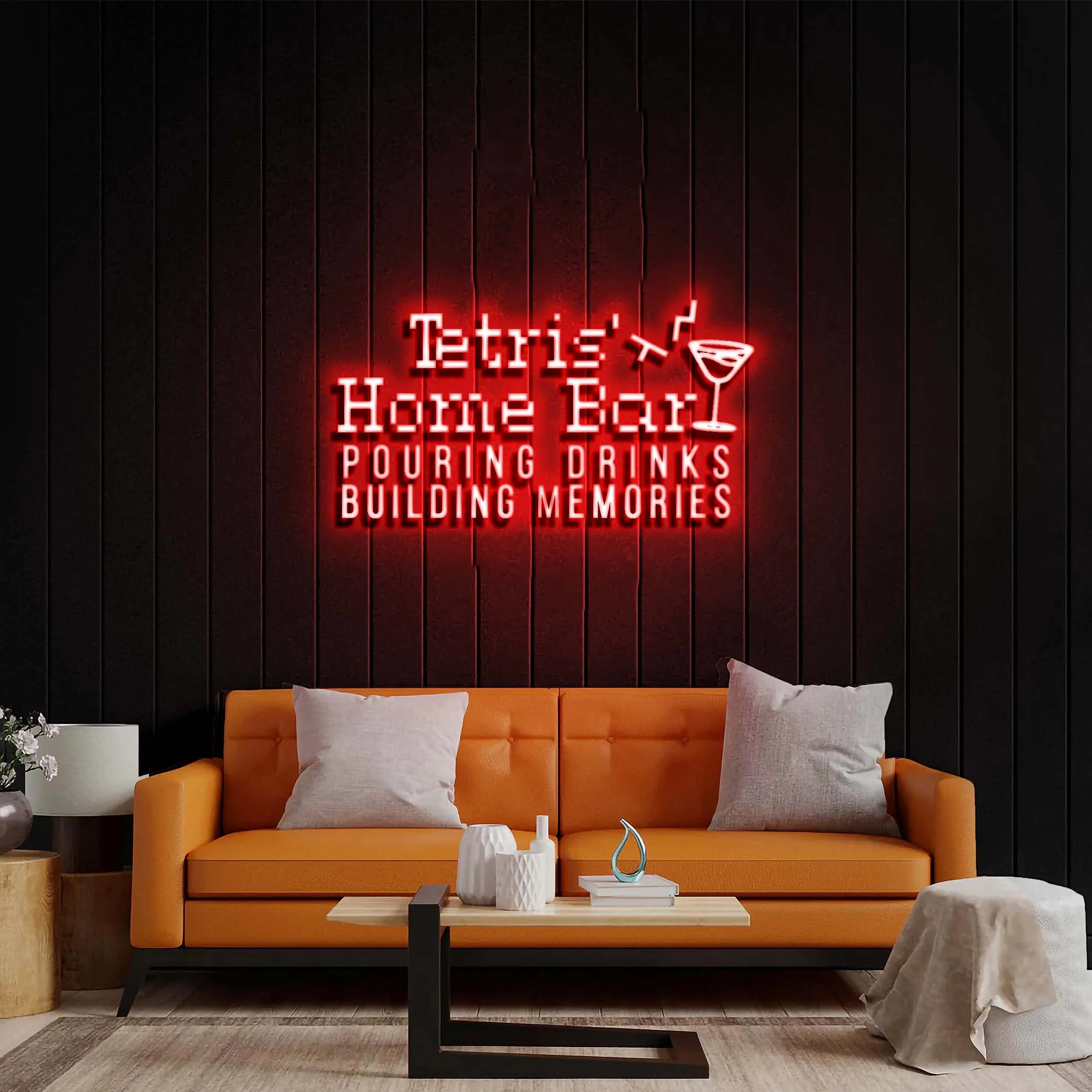 Tetris Home Bar - Premium Neon Artwork