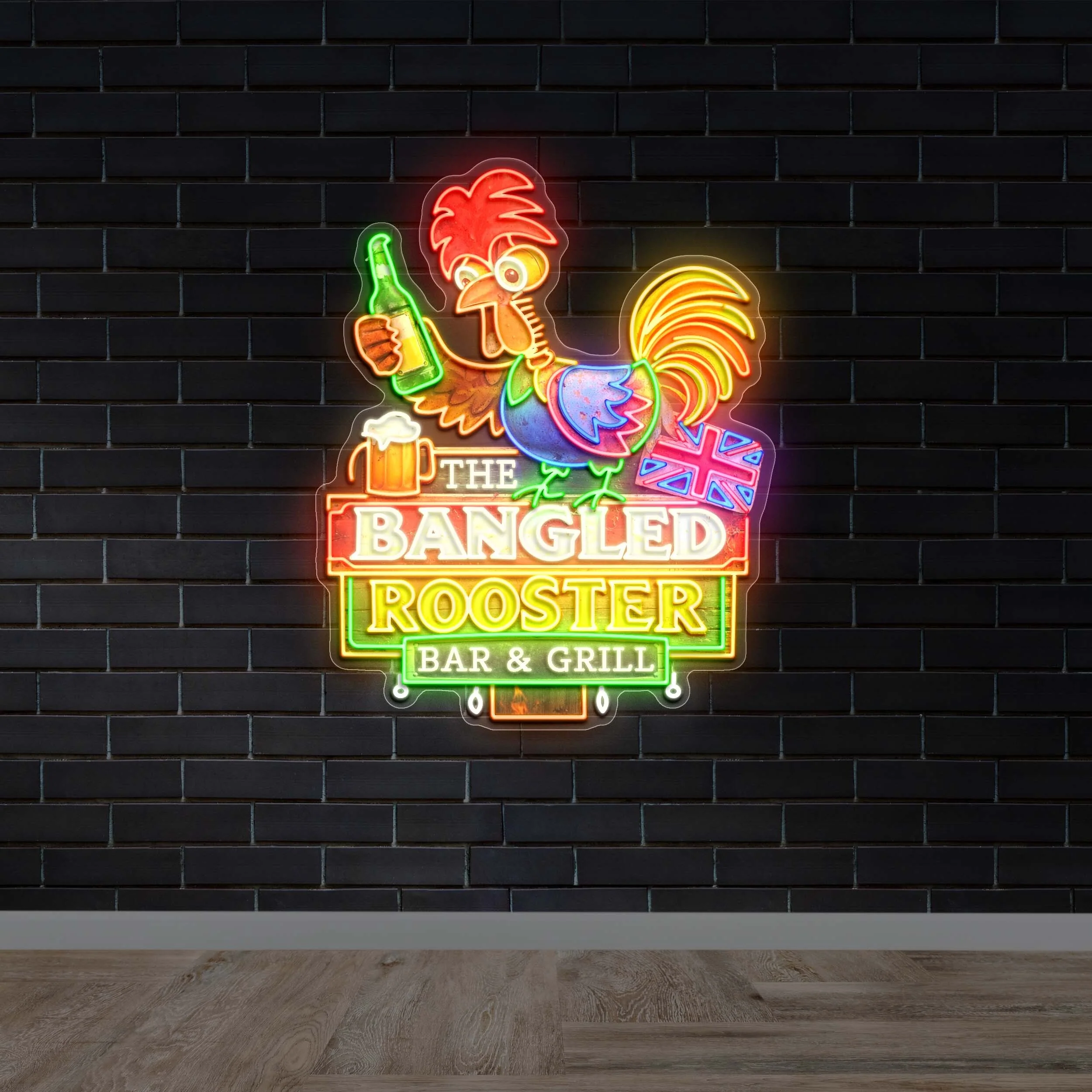 THE BANGLED ROOSTER - Premium Neon Artwork