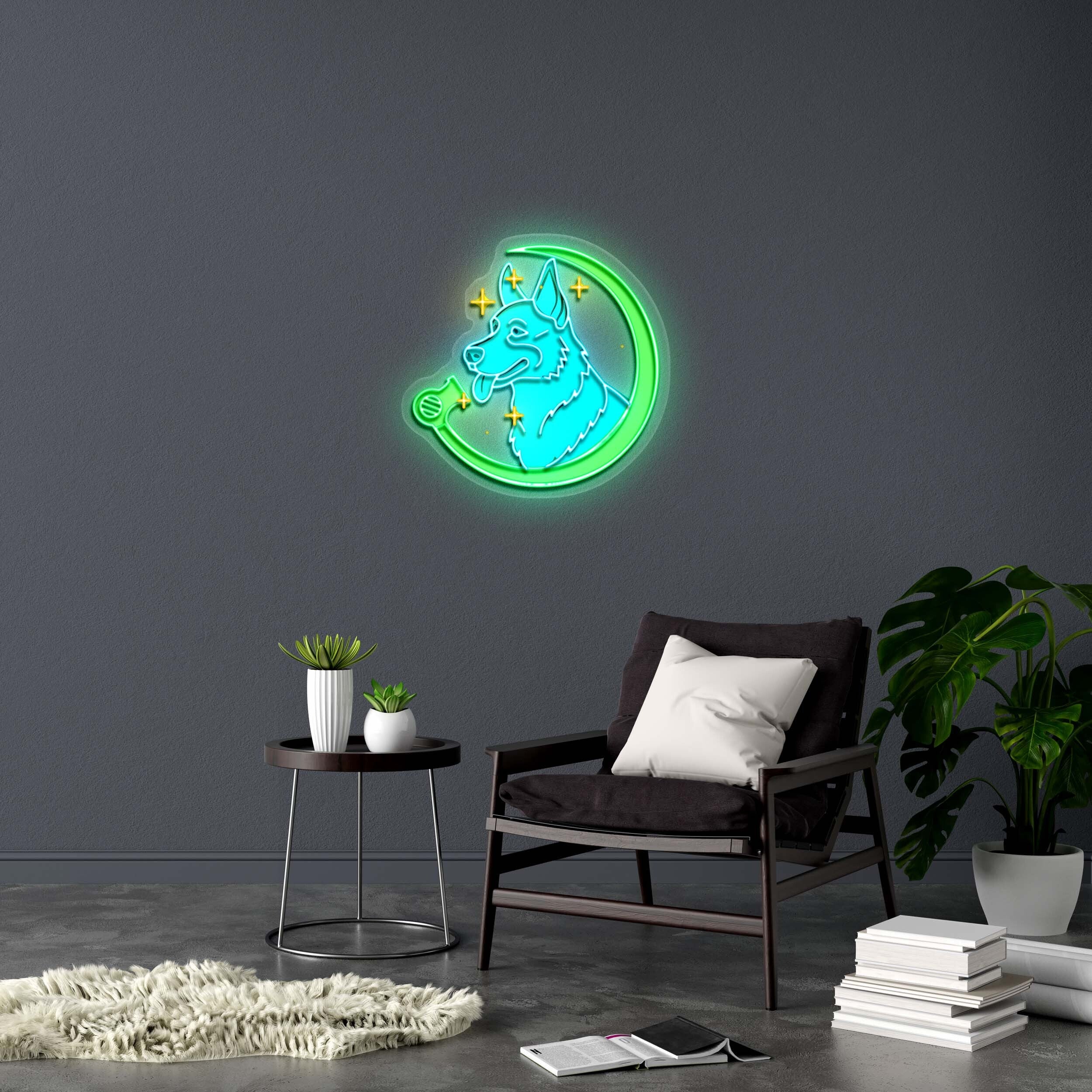 The Dog and the Moon - Premium Neon Artwork