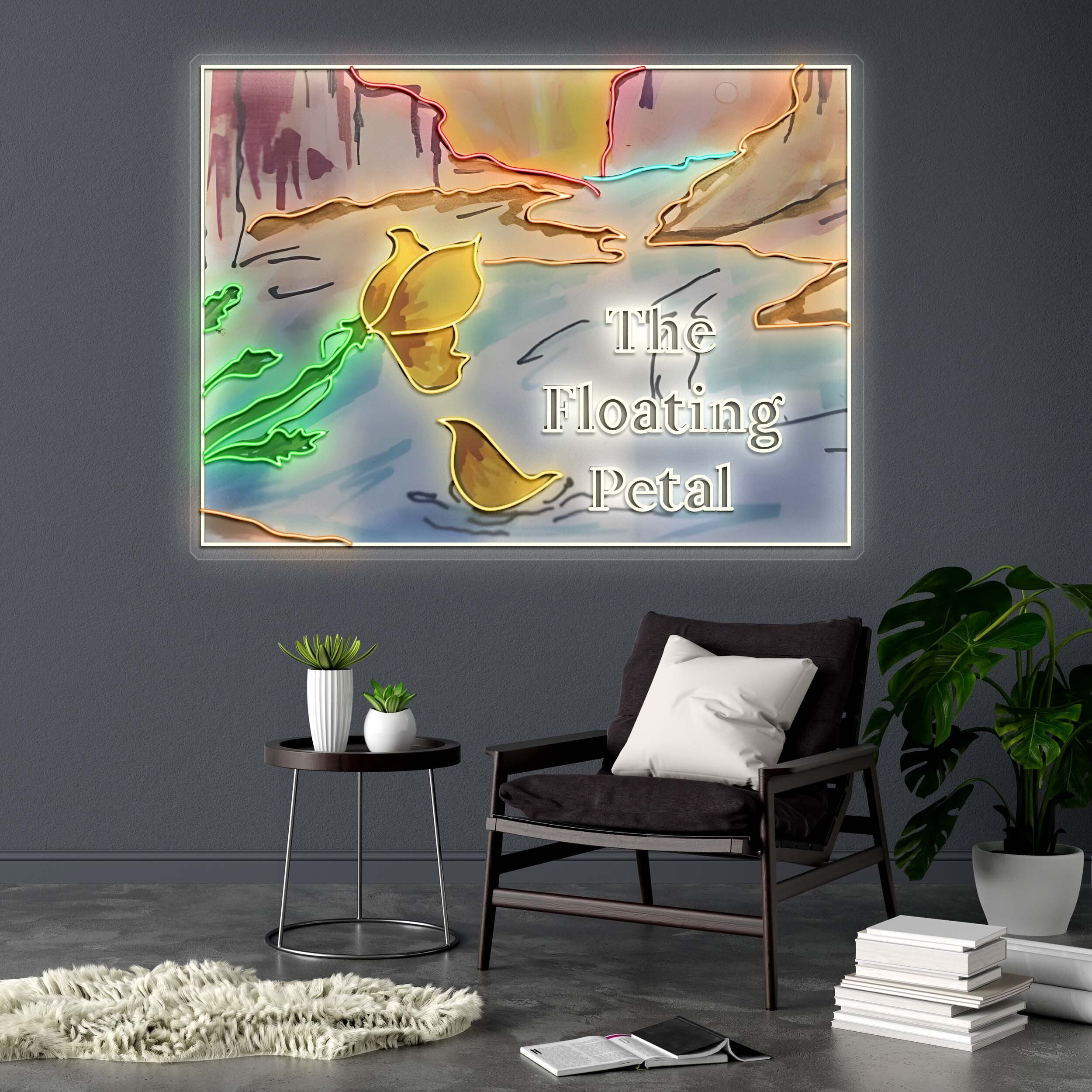 The Floating Petal - Premium Neon Artwork