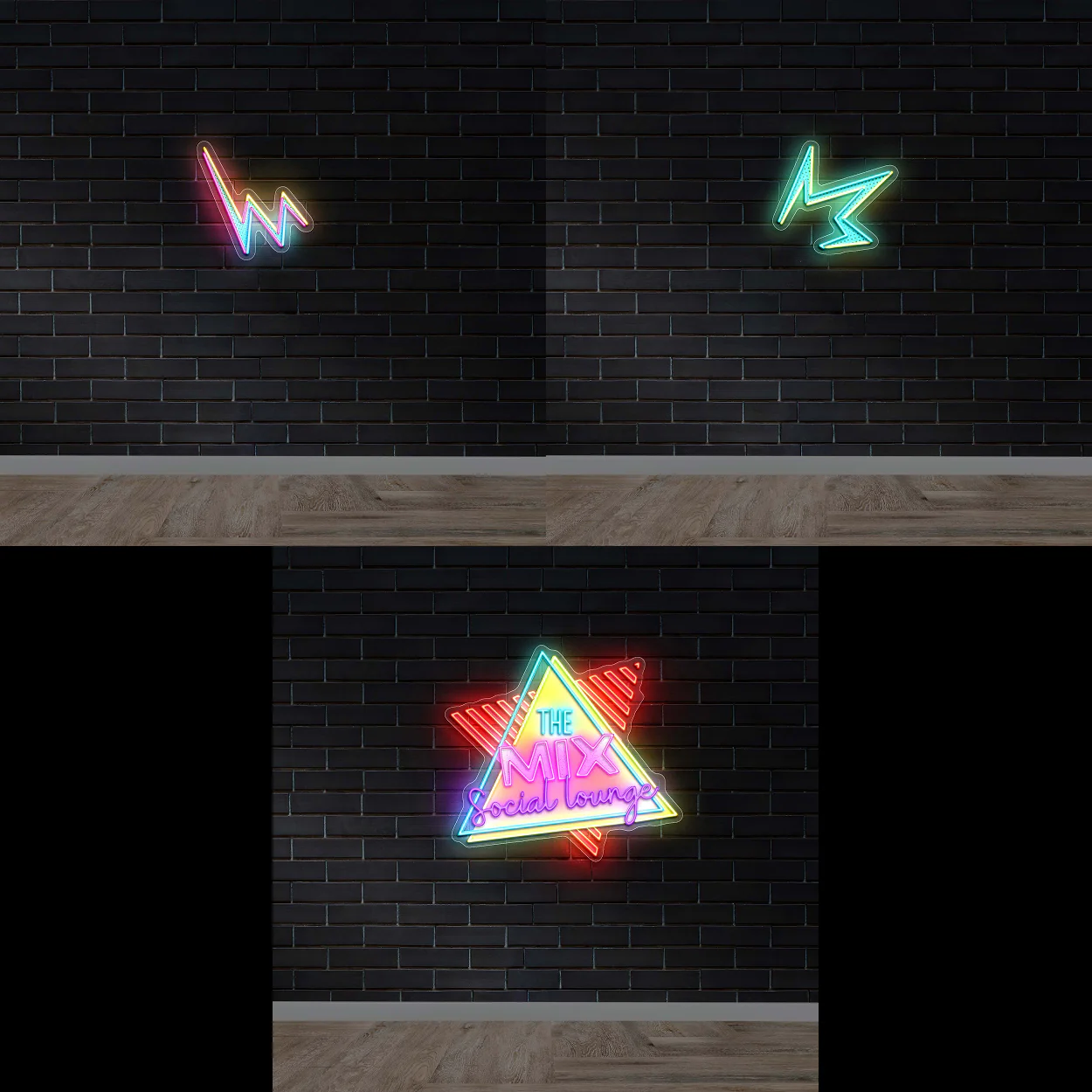 THE MIX SOCIAL LOUNGE + Zigzag signs (combined quote) - Premium Neon Artwork