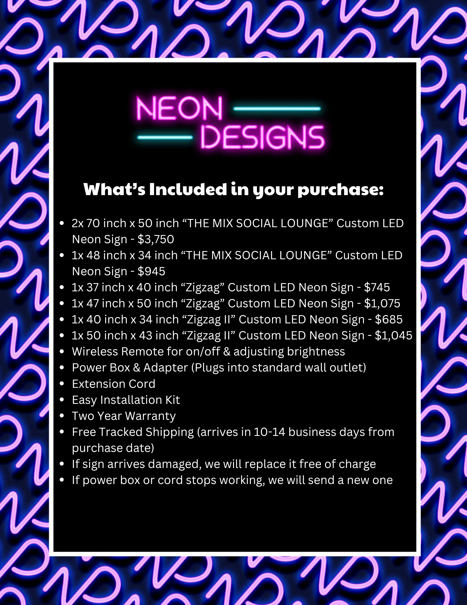 THE MIX SOCIAL LOUNGE + Zigzag signs (combined quote) - Premium Neon Artwork - Image 2